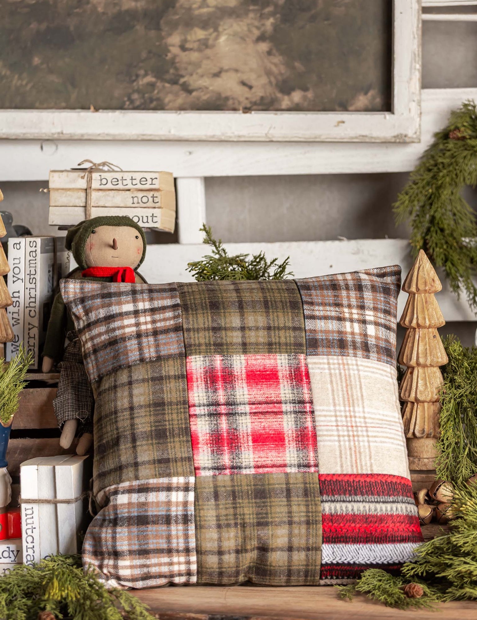 Plaid Patchwork Pillow Creative Co-Op