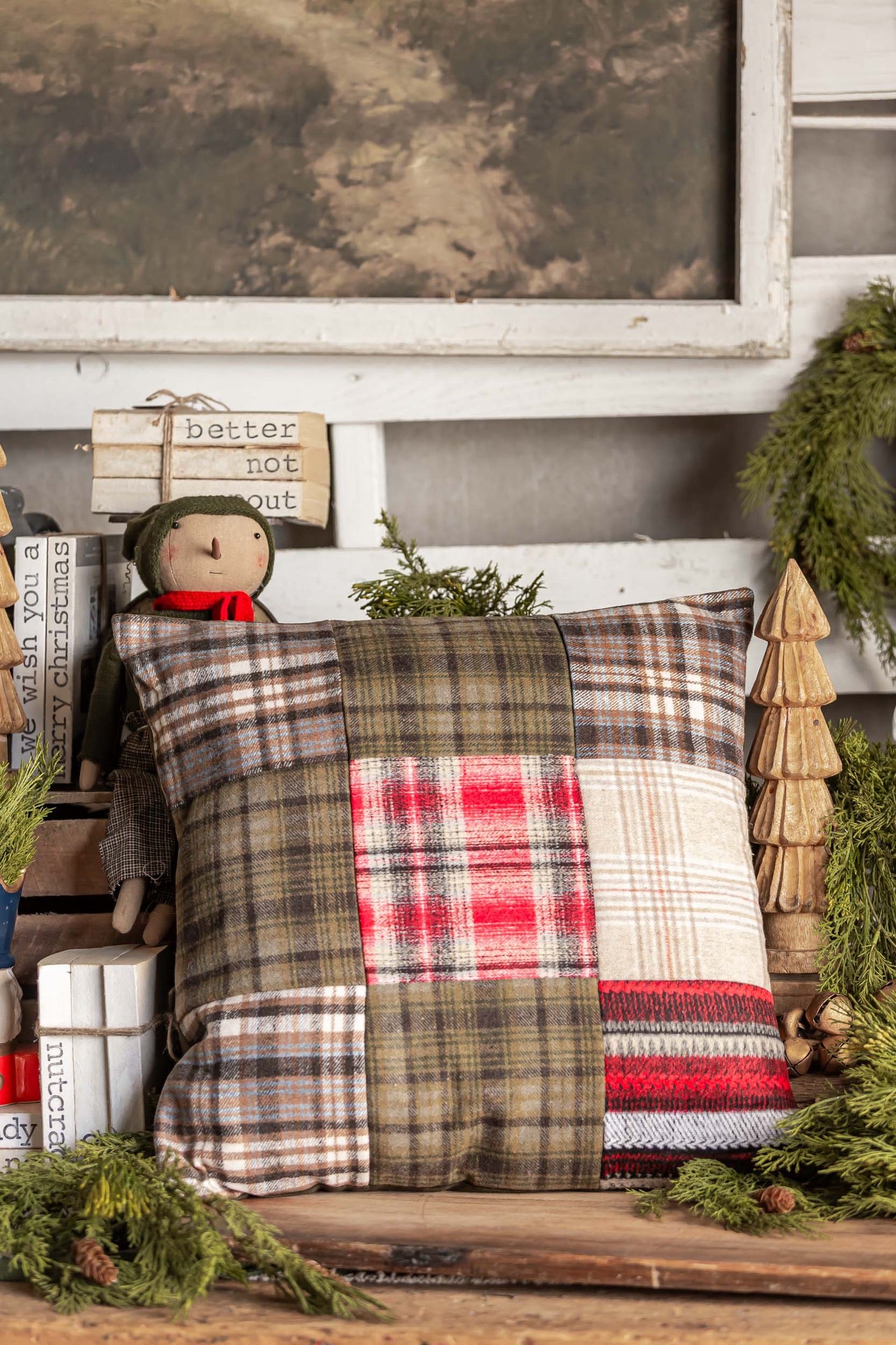 Plaid Patchwork Pillow Creative Co-Op