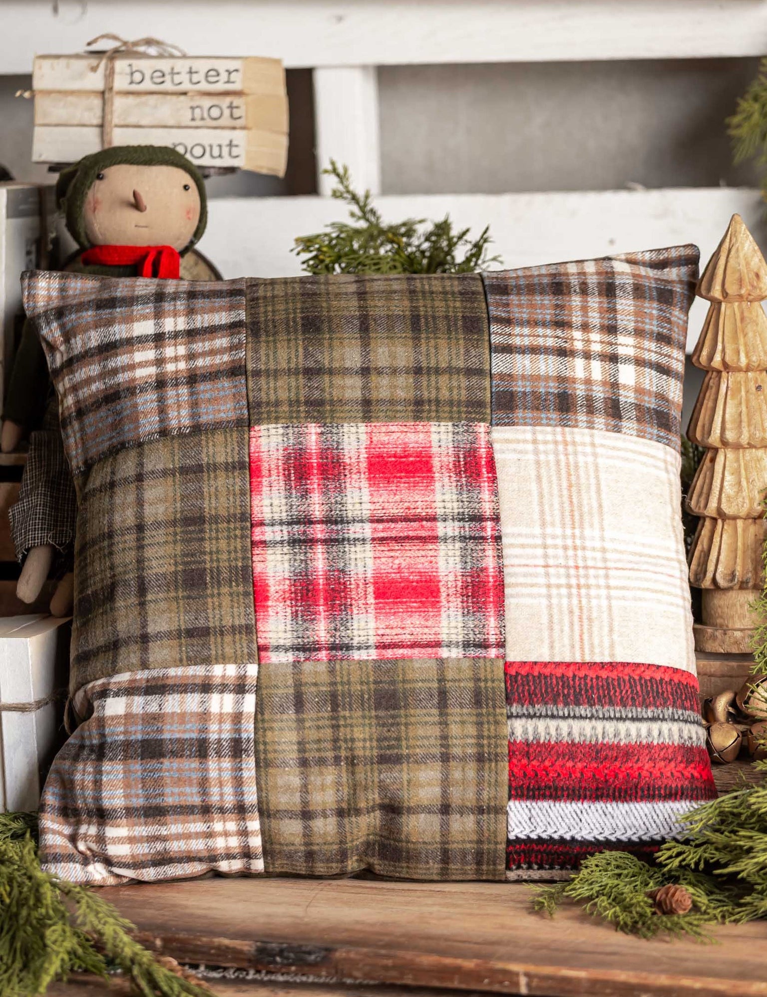 Plaid Patchwork Pillow Creative Co-Op