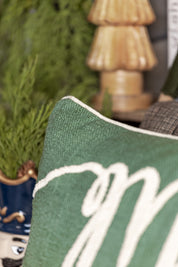 Embroidered Merry Lumbar Pillow Creative Co-Op