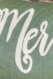 Embroidered Merry Lumbar Pillow Creative Co-Op