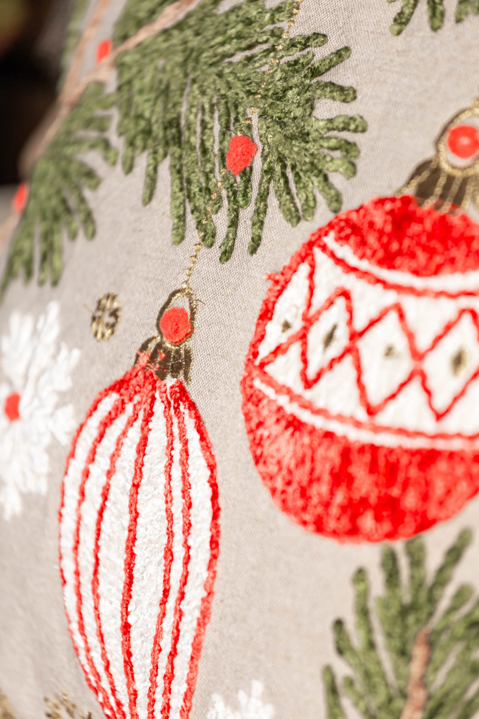 Embroidered Christmas Pine Pillow Creative Co-Op