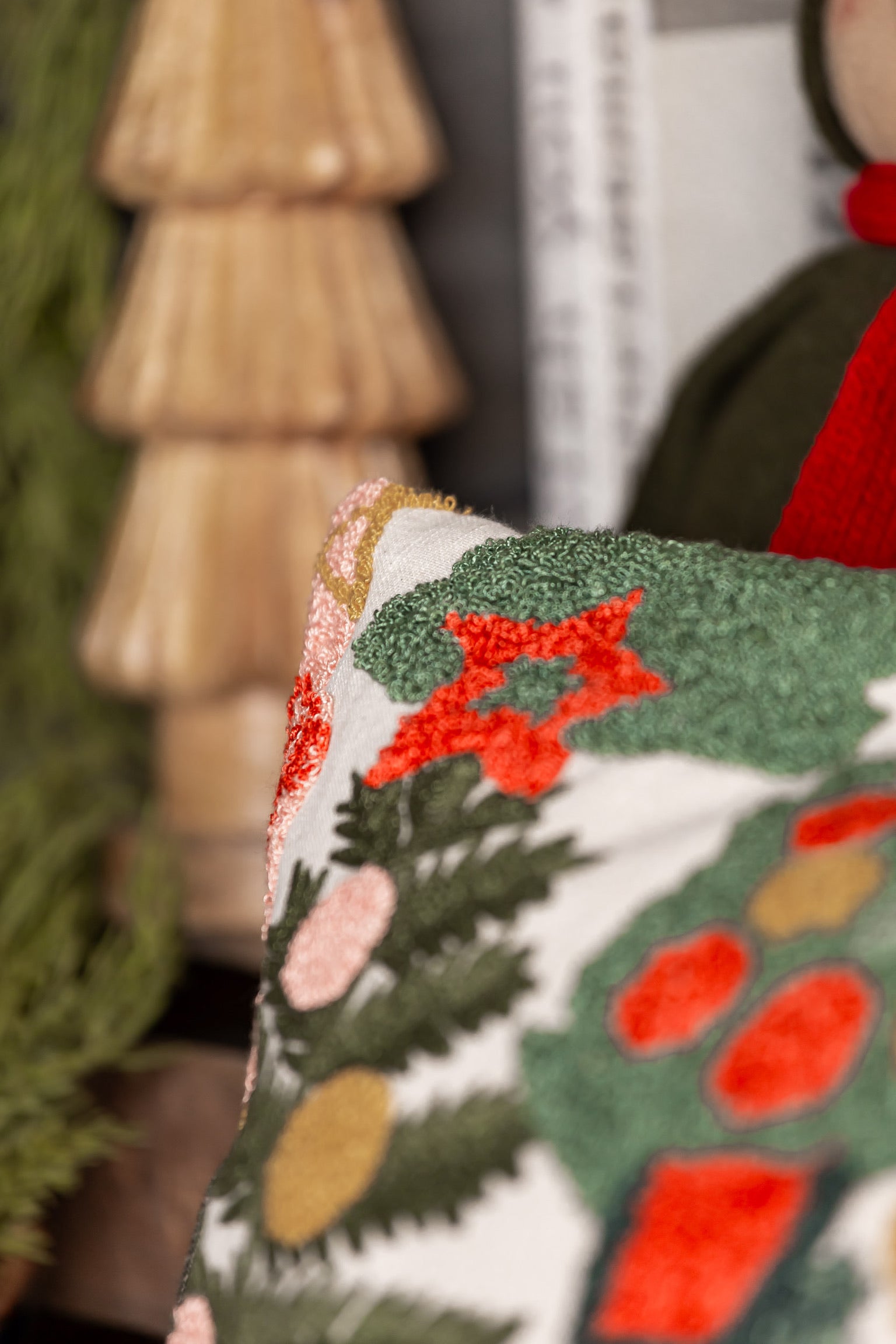 Tufted Christmas Trees Pillow Creative Co-Op