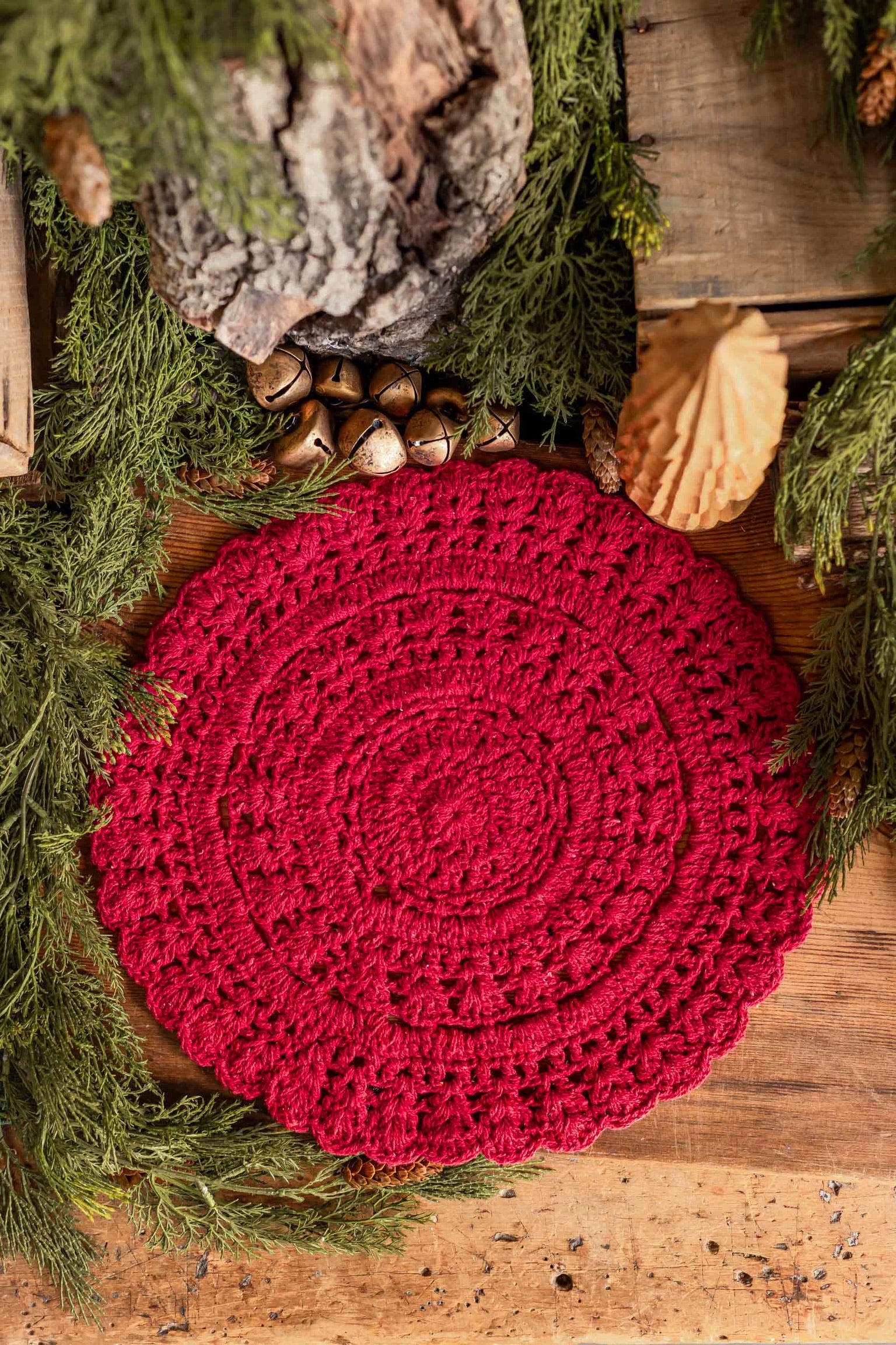 Crocheted Red Placemat Creative Co-Op