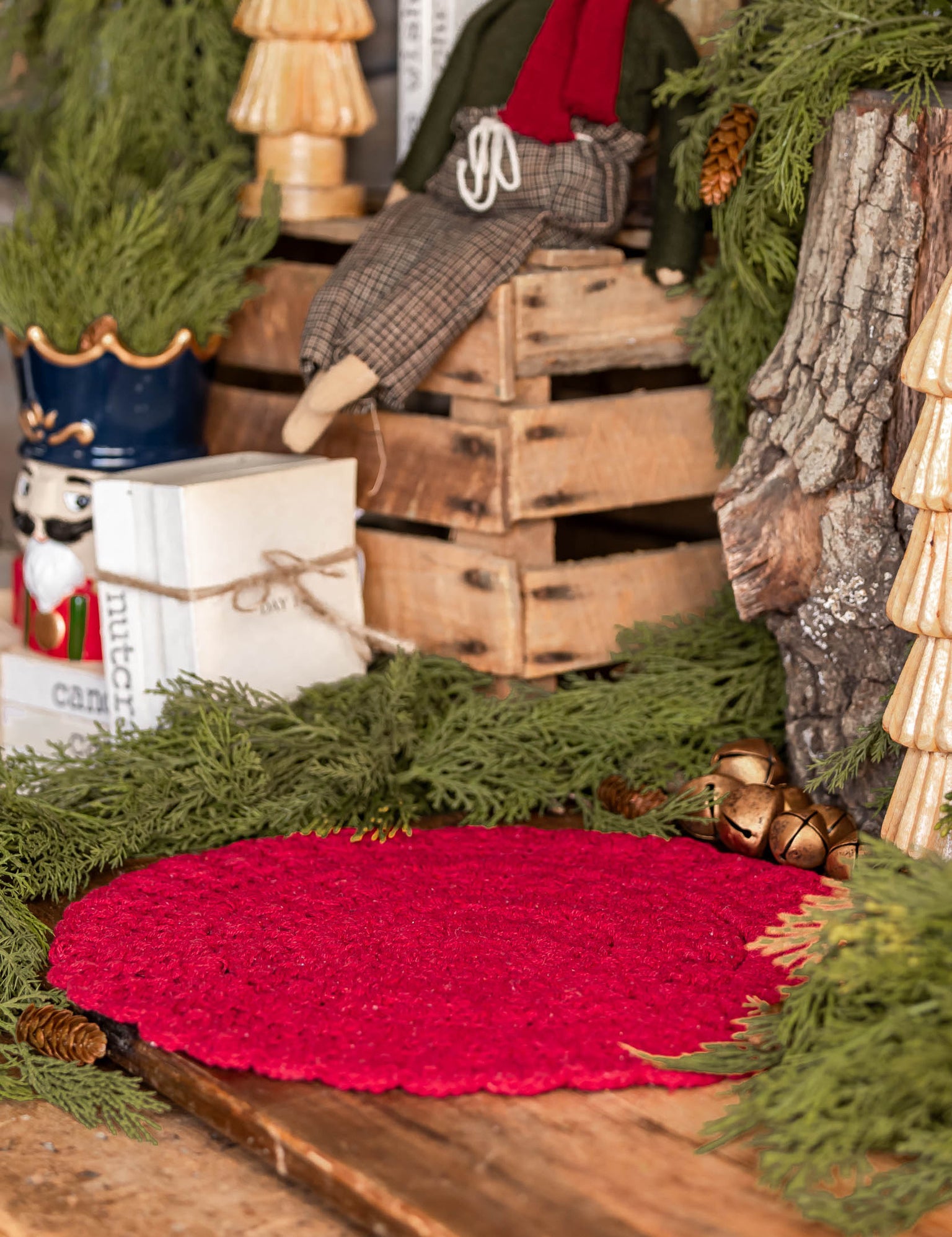 Crocheted Red Placemat Creative Co-Op