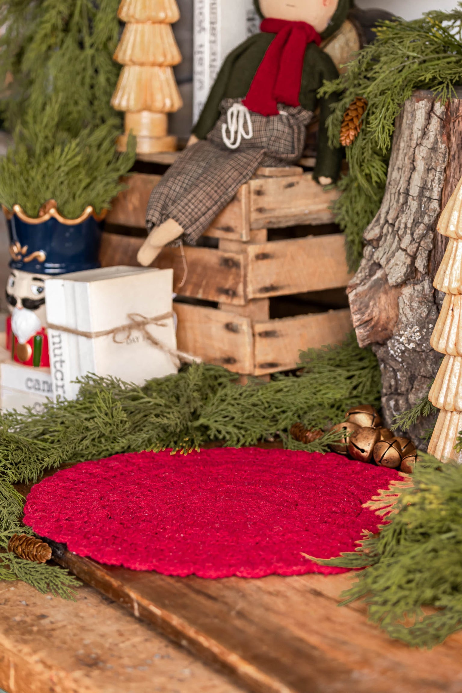Crocheted Red Placemat Creative Co-Op