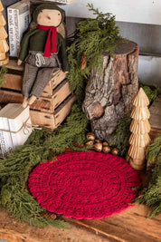 Crocheted Red Placemat Creative Co-Op