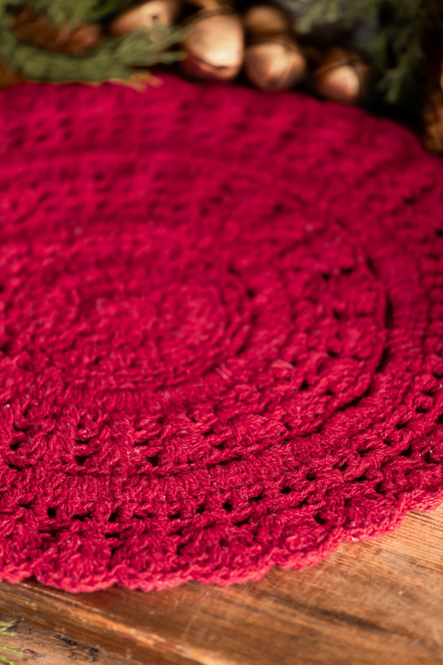 Crocheted Red Placemat Creative Co-Op