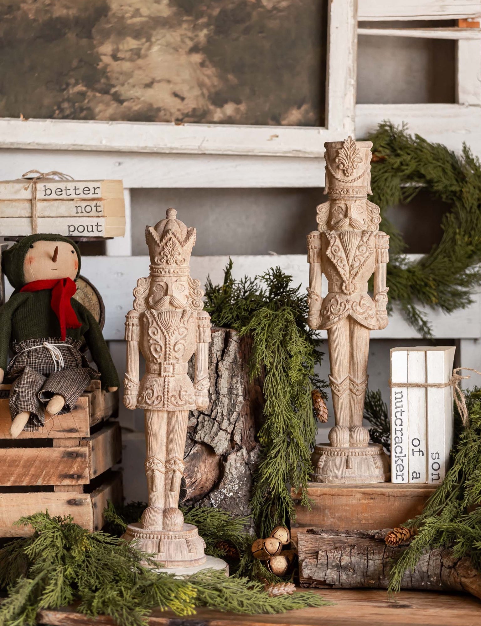Natural Ornate Carved Nutcracker Raz Imports