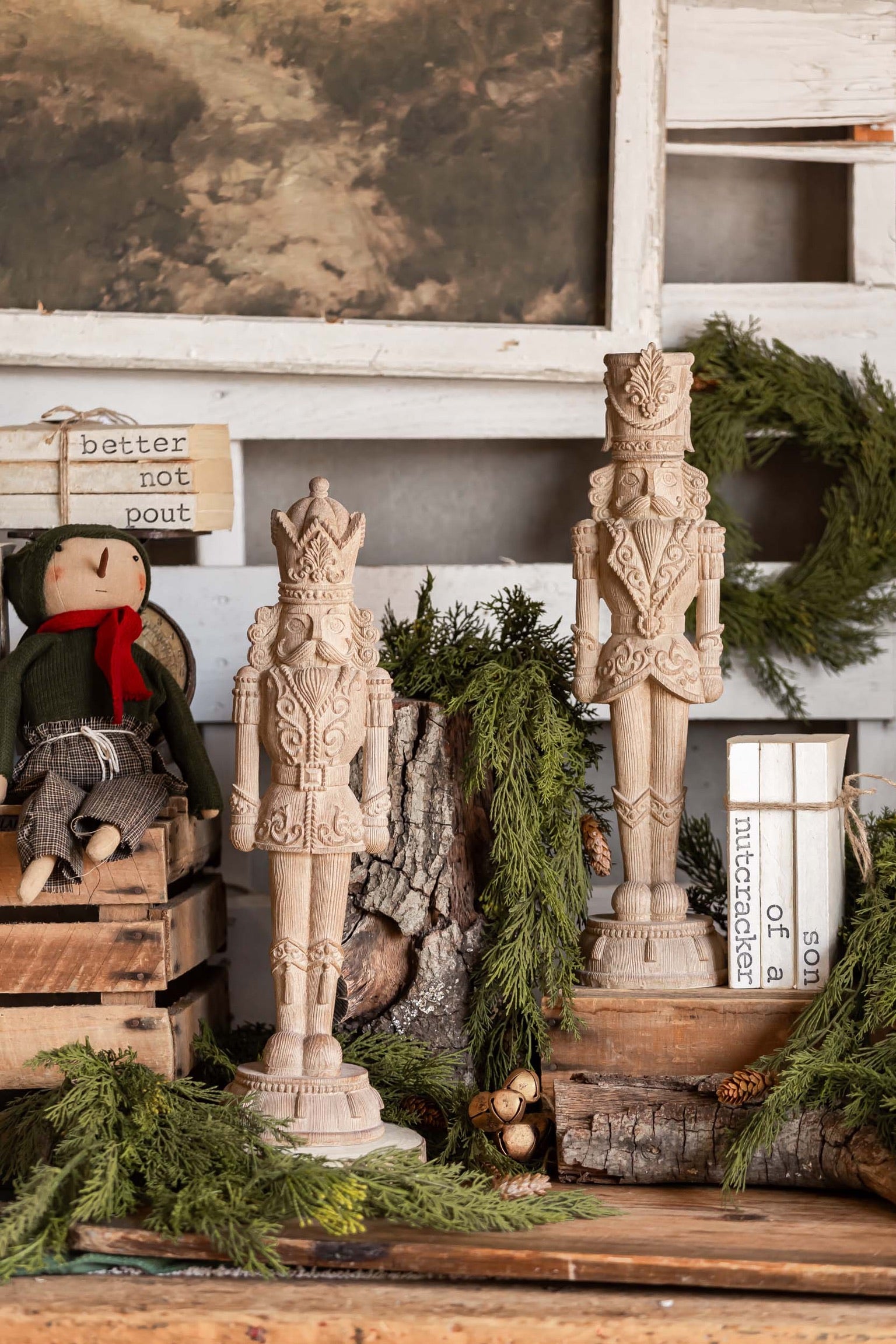Natural Ornate Carved Nutcracker Raz Imports