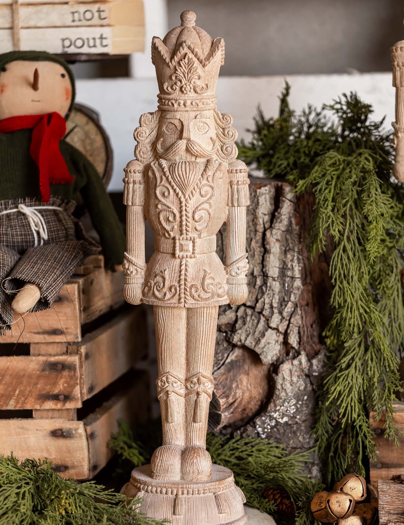 Natural Ornate Carved Nutcracker Raz Imports