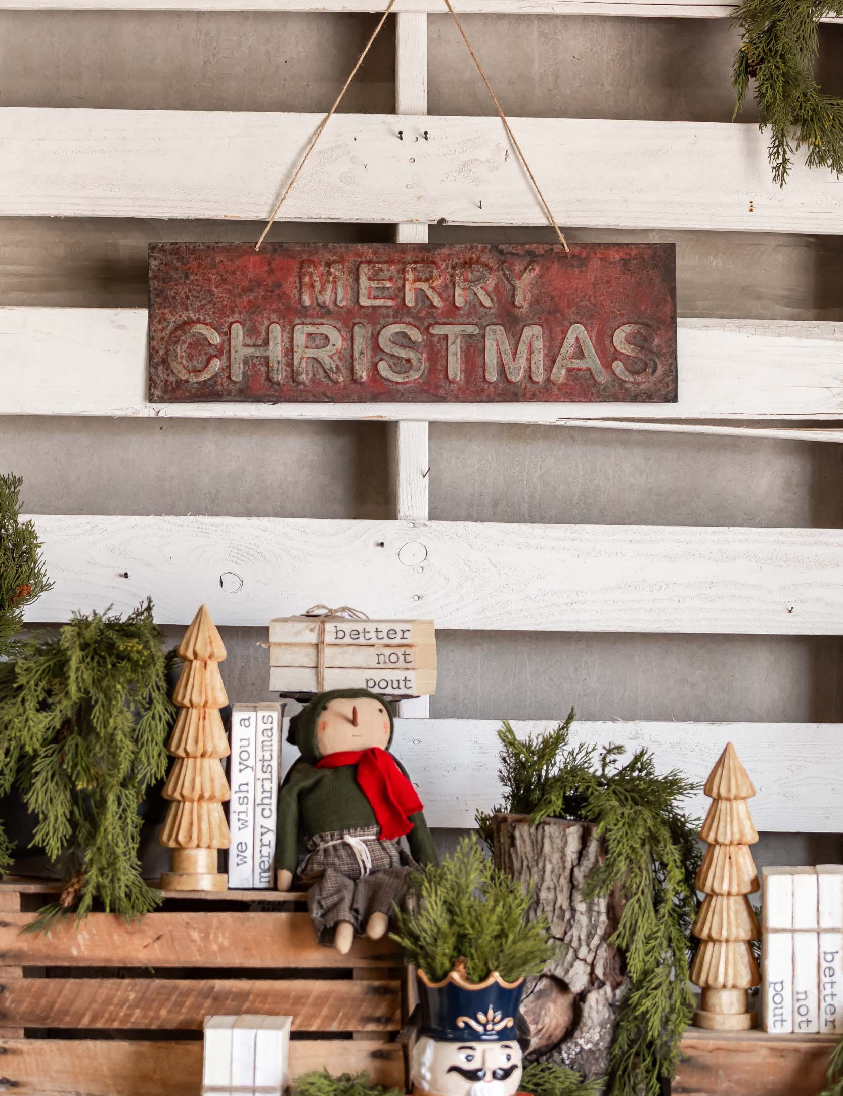 Weathered Merry Christmas Sign Ragon House