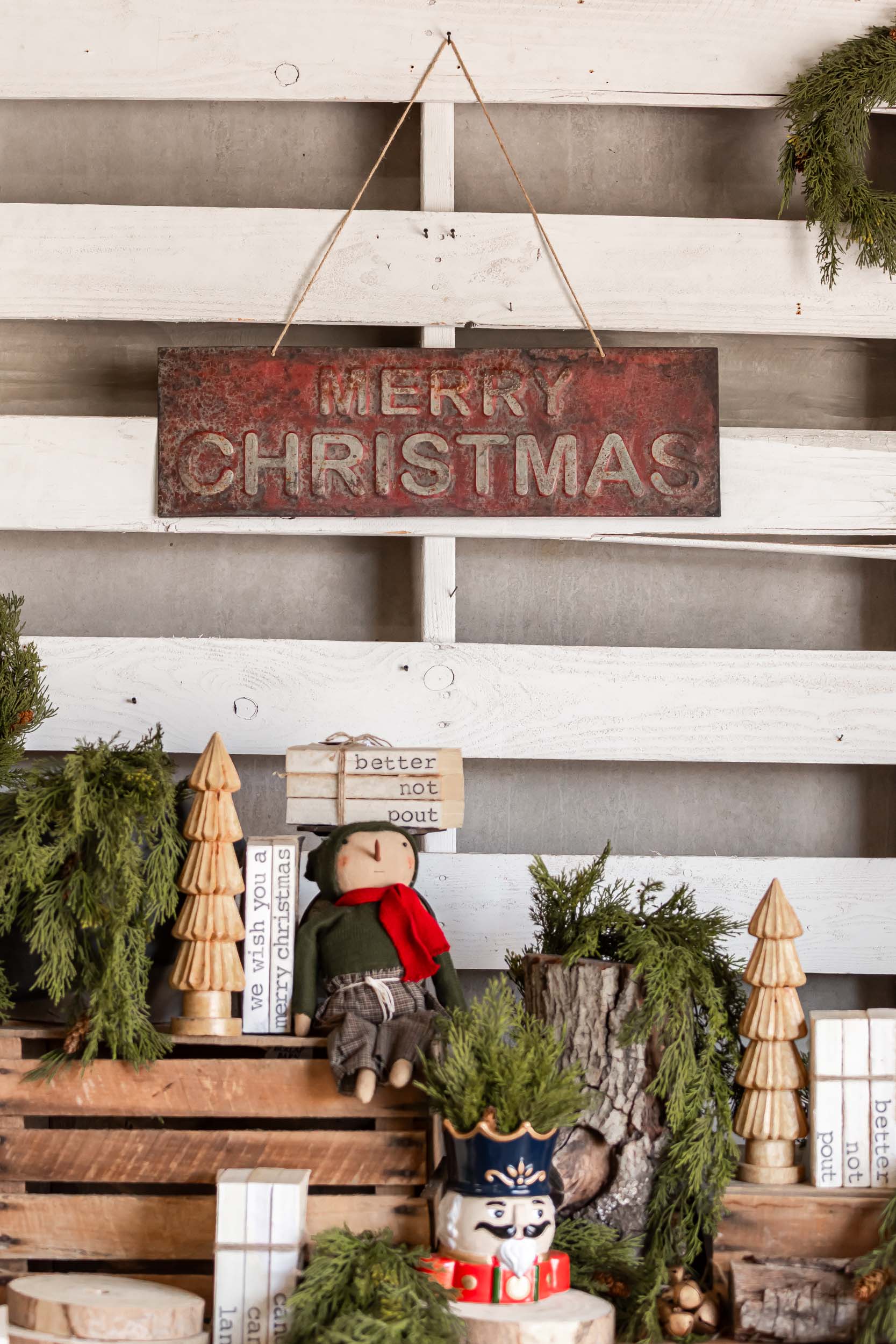 Weathered Merry Christmas Sign Ragon House
