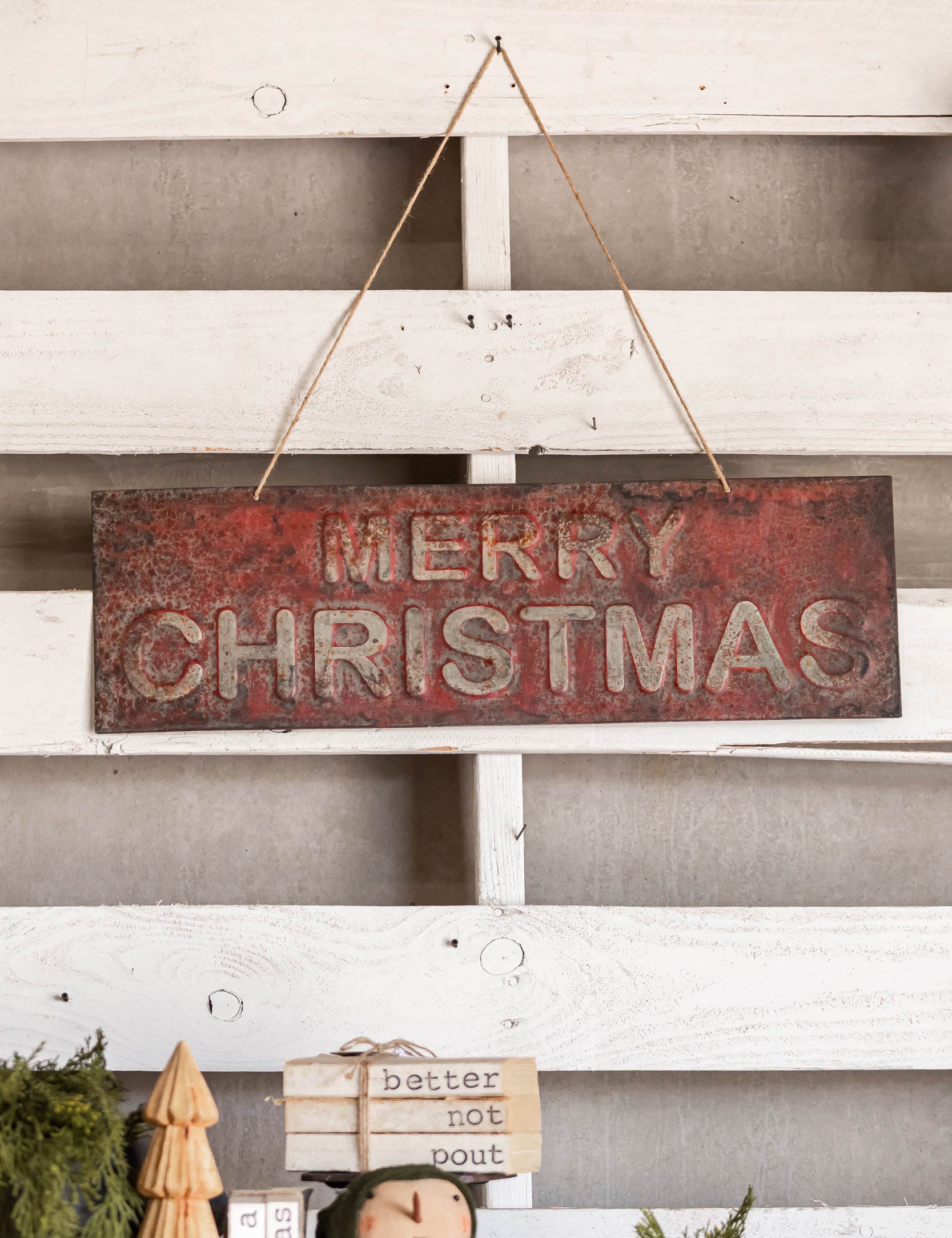 Weathered Merry Christmas Sign Ragon House
