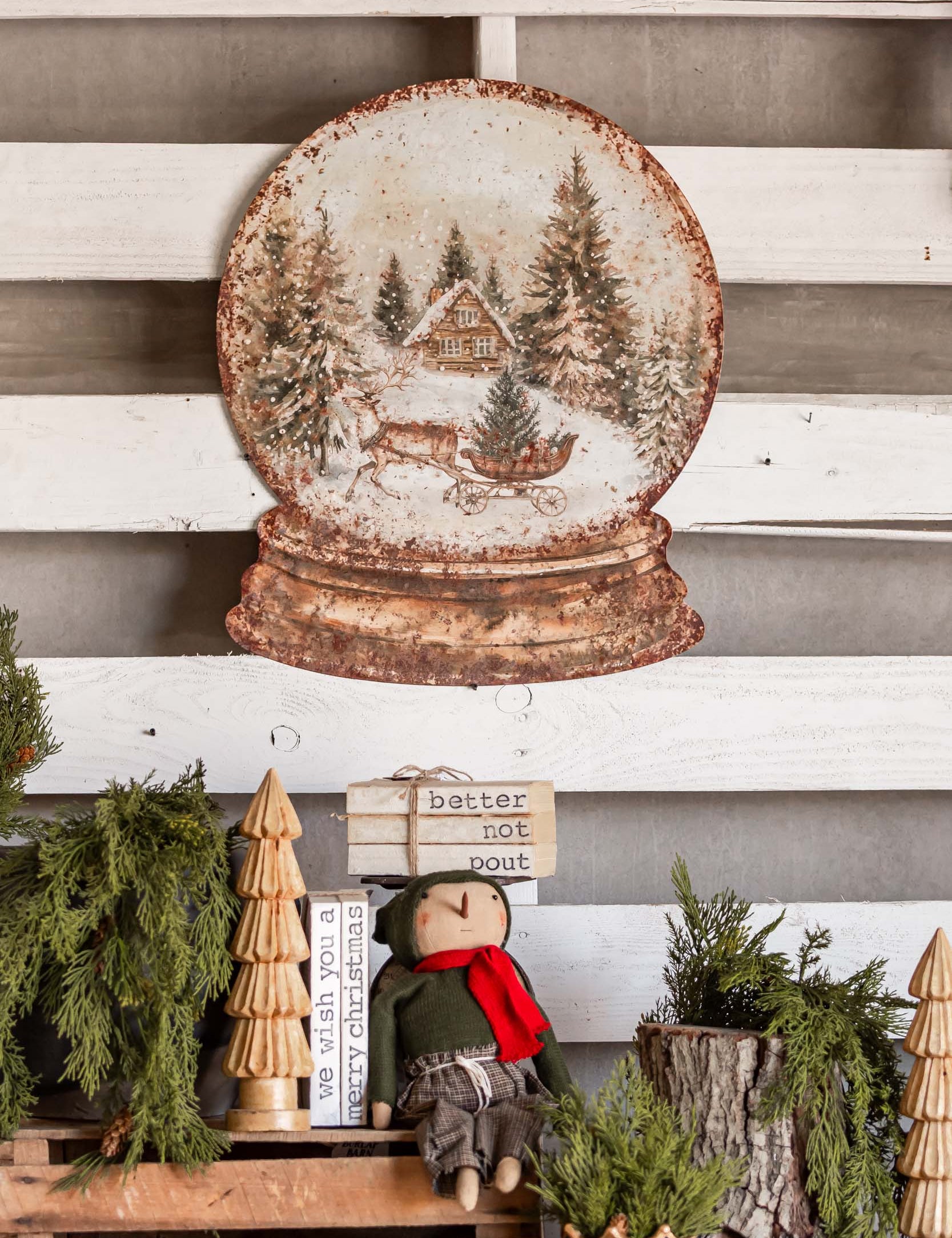 Cozy Cabin Sledding Snow Globe Sign Ragon House