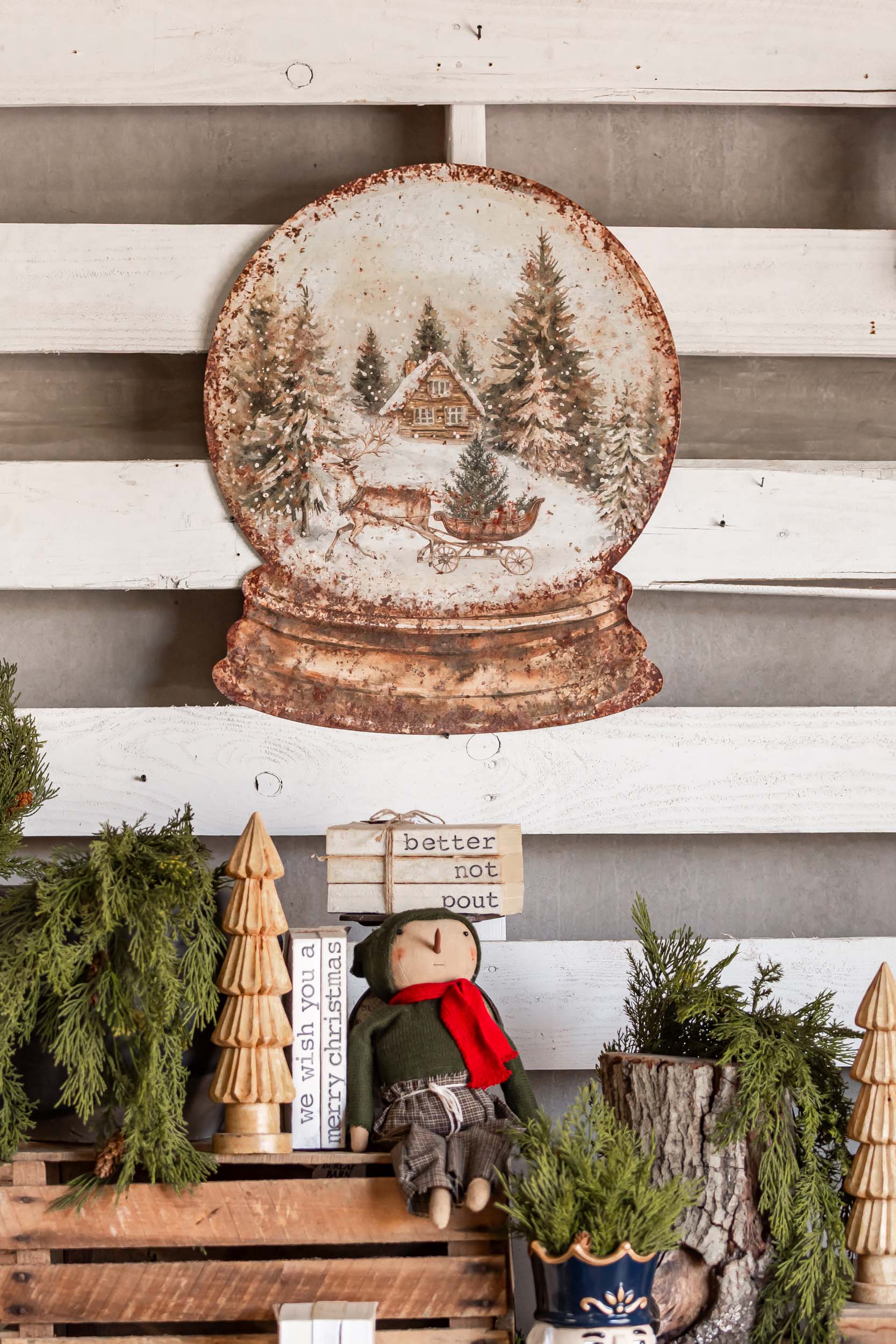 Cozy Cabin Sledding Snow Globe Sign Ragon House