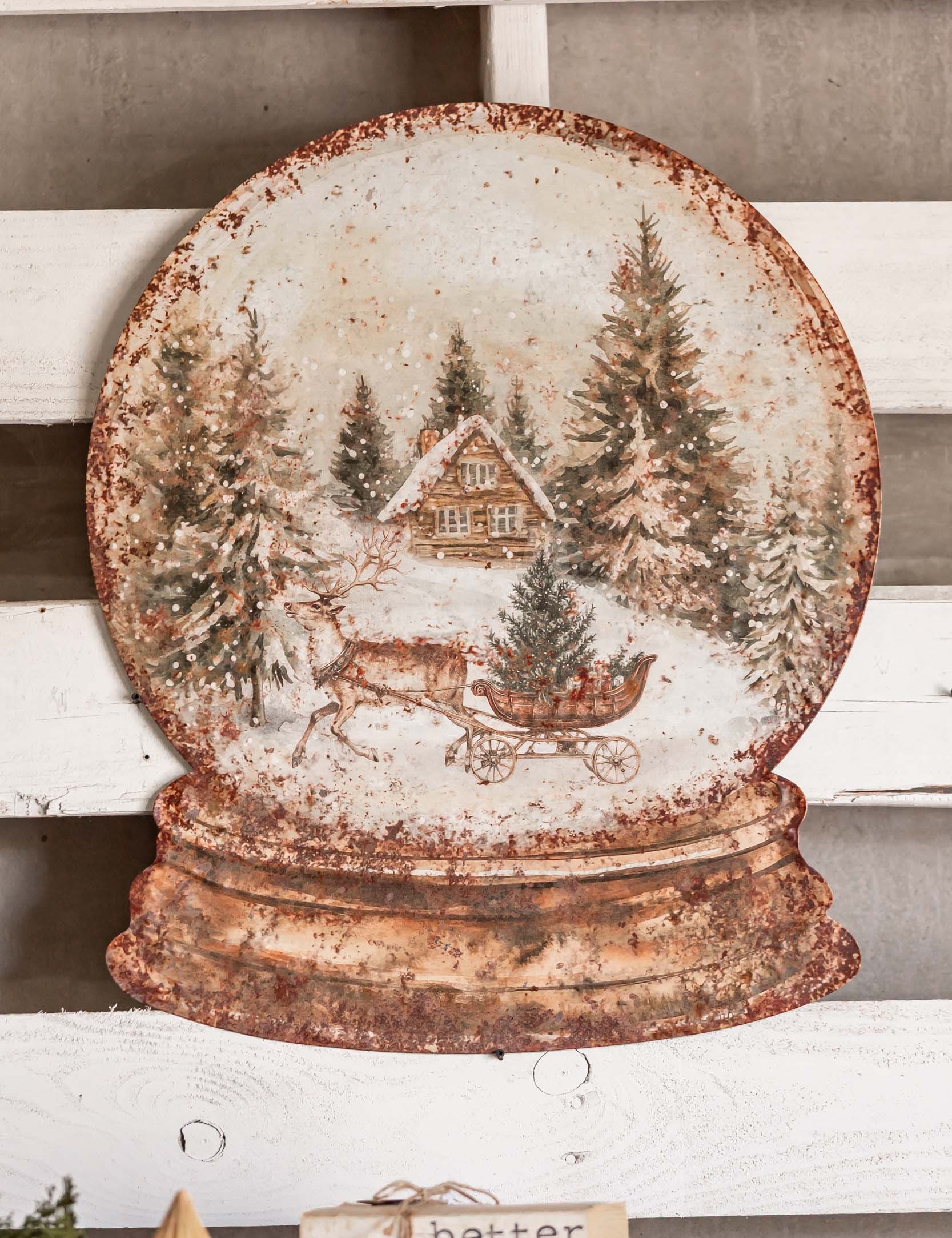 Cozy Cabin Sledding Snow Globe Sign Ragon House