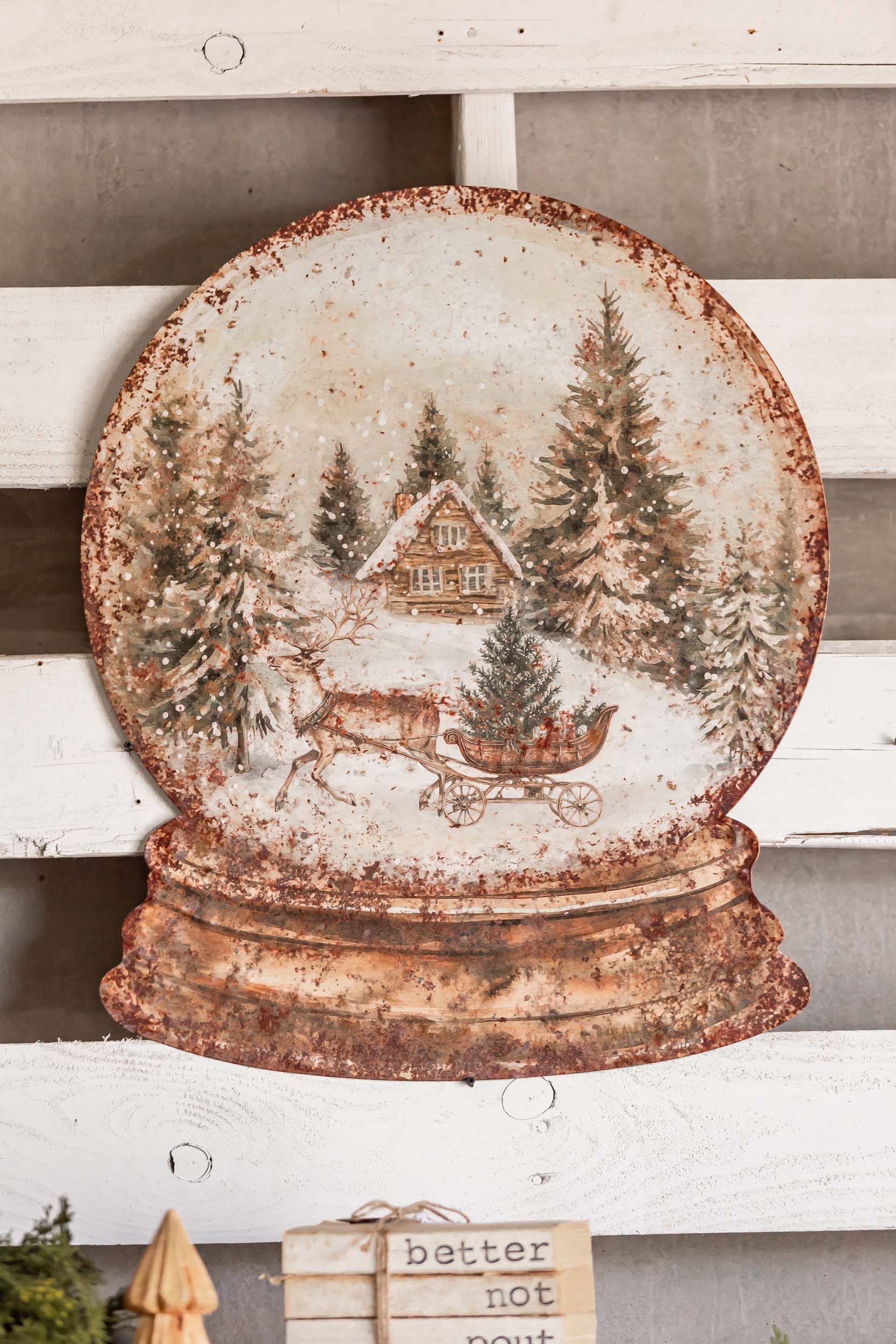 Cozy Cabin Sledding Snow Globe Sign Ragon House