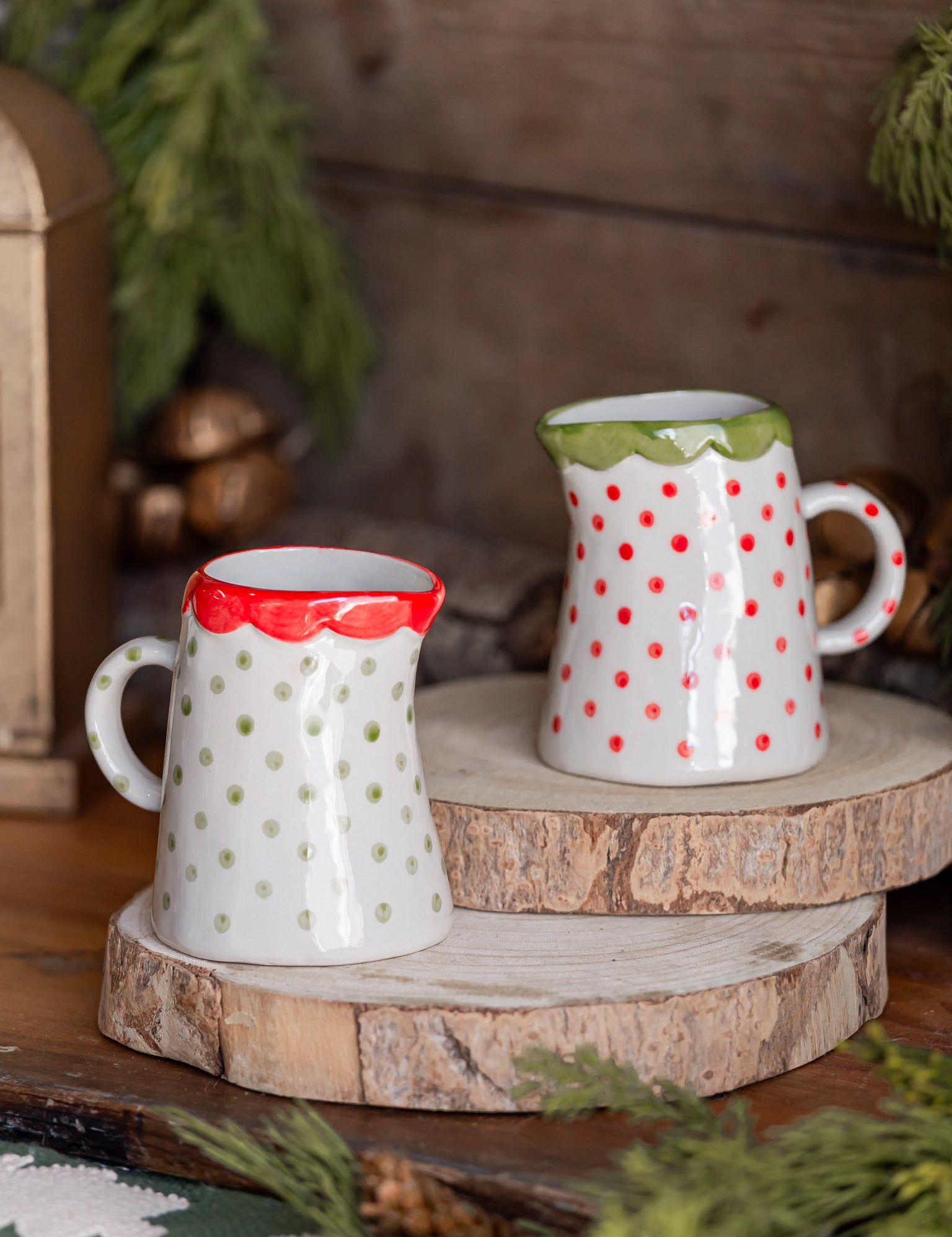 Hand-Painted Christmas Dotted Creamer Creative Co-Op
