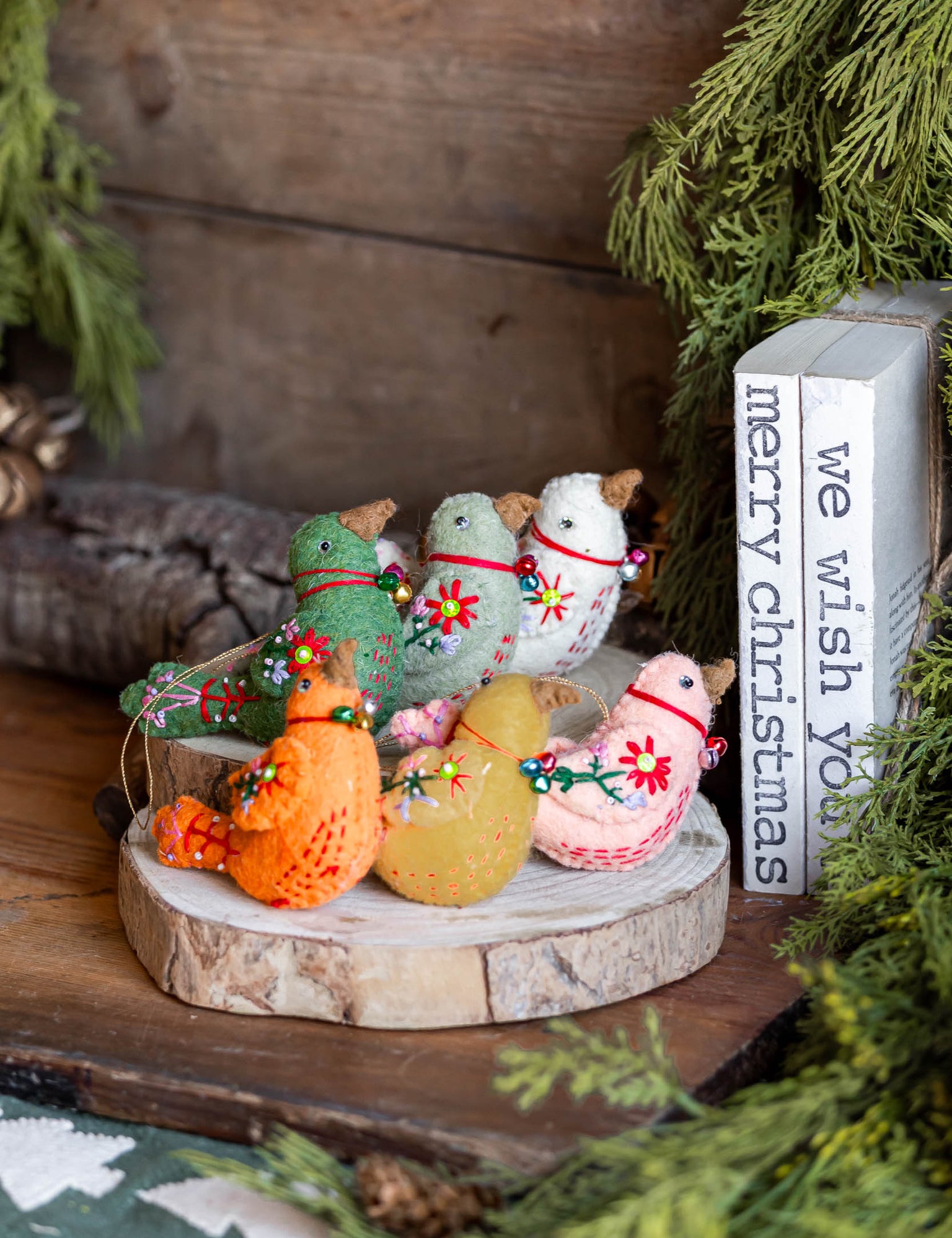 Handmade Wool Bird Ornament Creative Co-Op