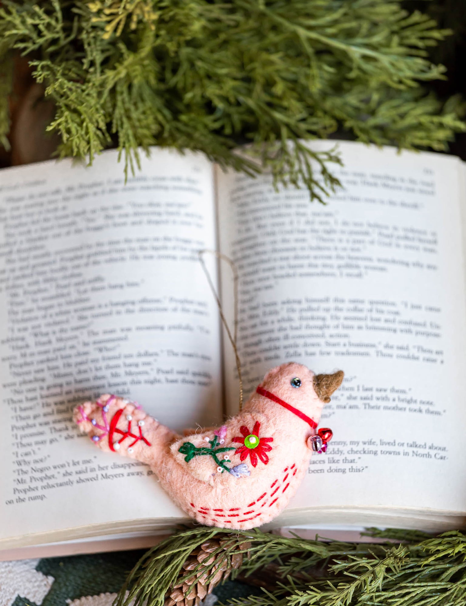 Handmade Wool Bird Ornament Creative Co-Op