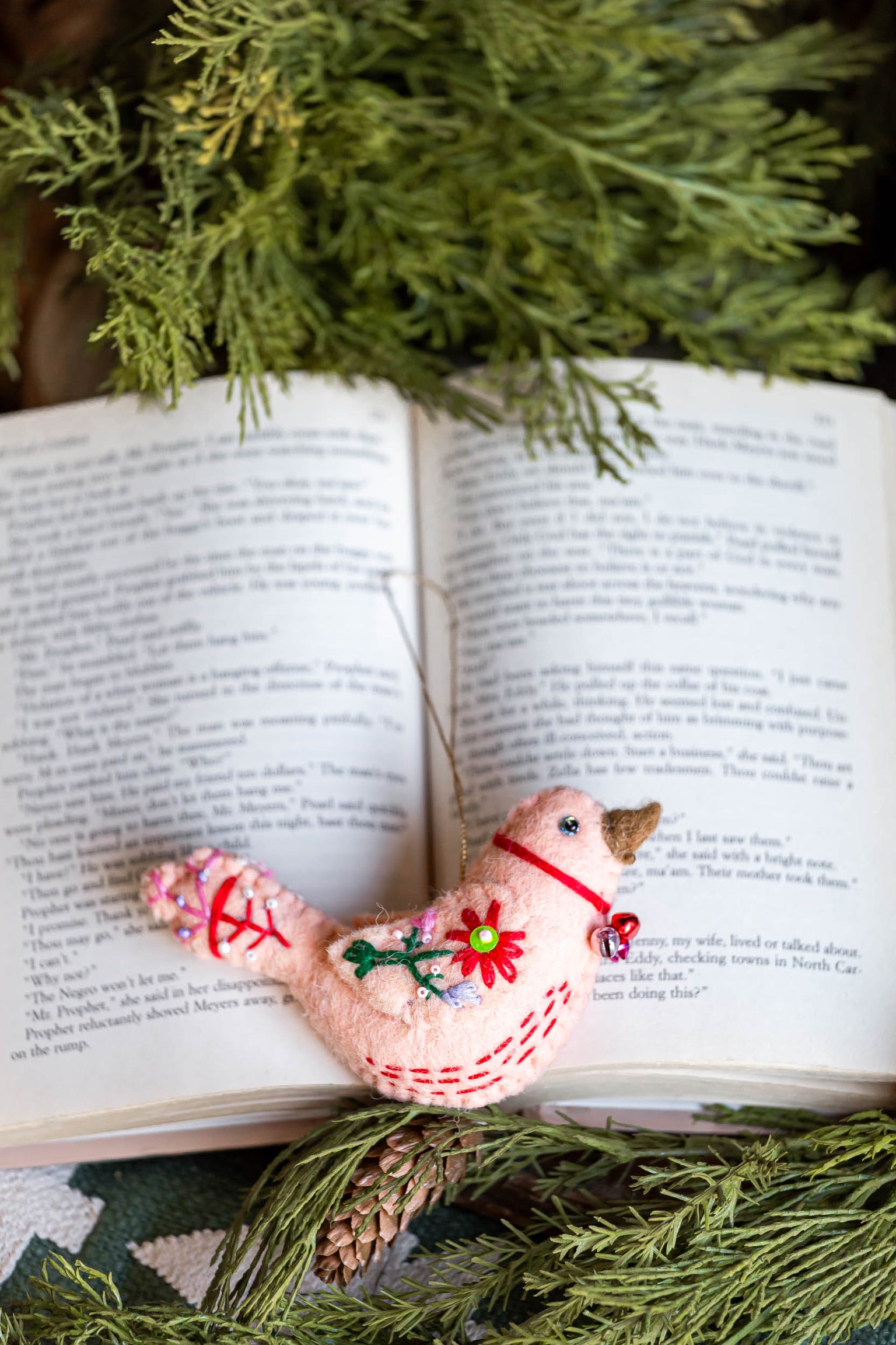 Handmade Wool Bird Ornament Creative Co-Op