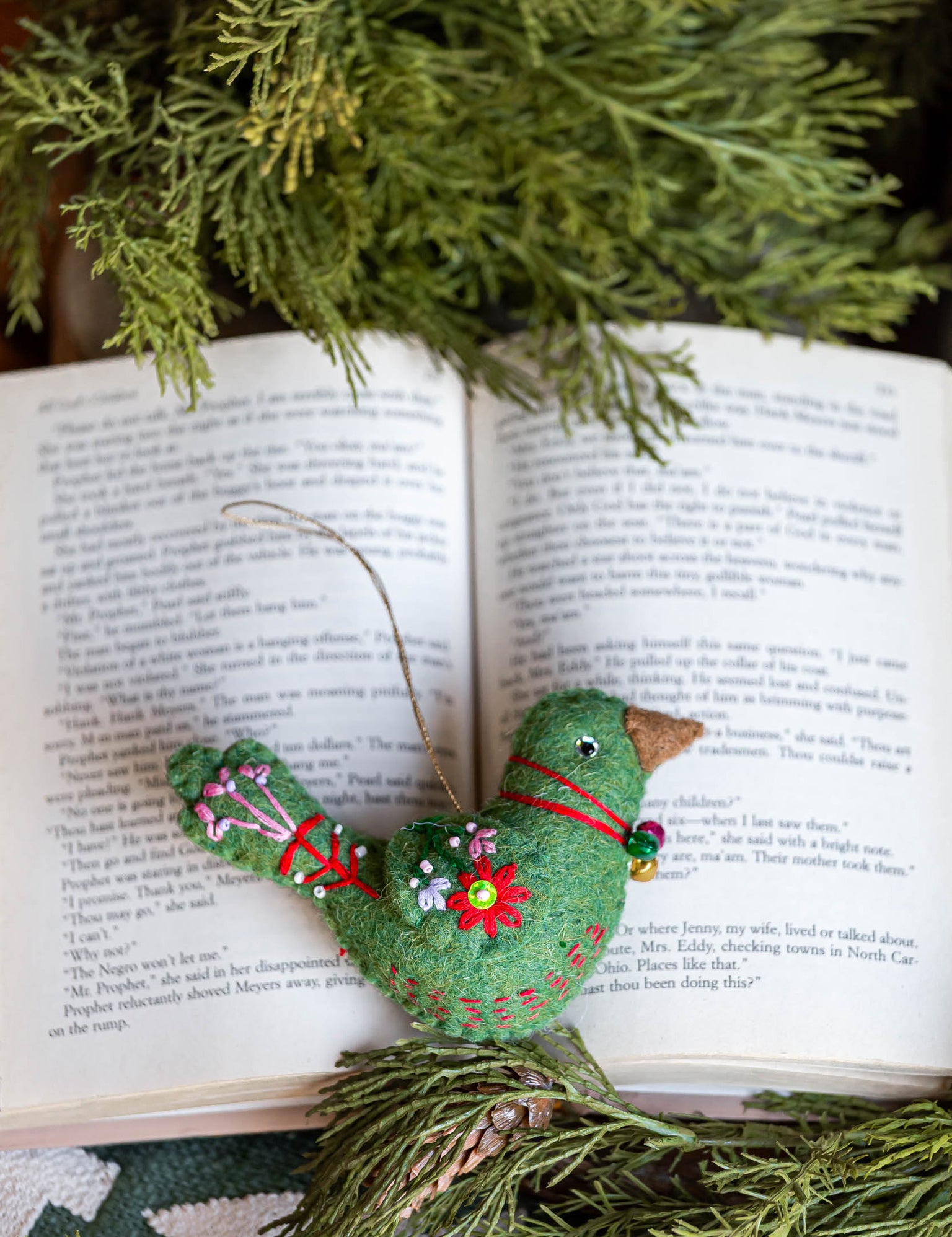 Handmade Wool Bird Ornament Creative Co-Op