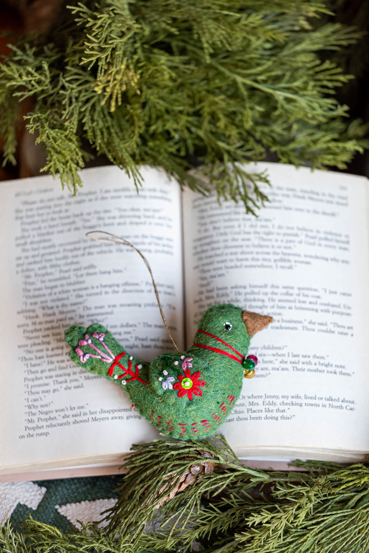 Handmade Wool Bird Ornament Creative Co-Op