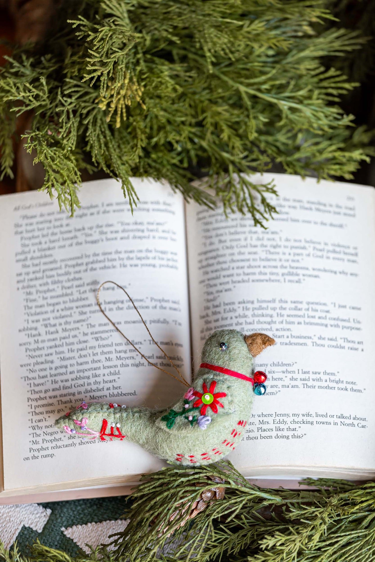Handmade Wool Bird Ornament Creative Co-Op
