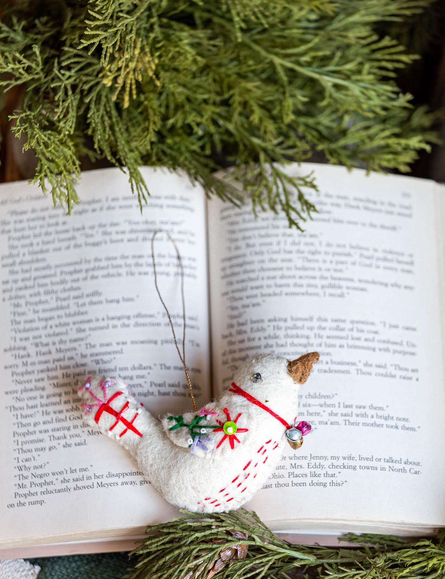 Handmade Wool Bird Ornament Creative Co-Op
