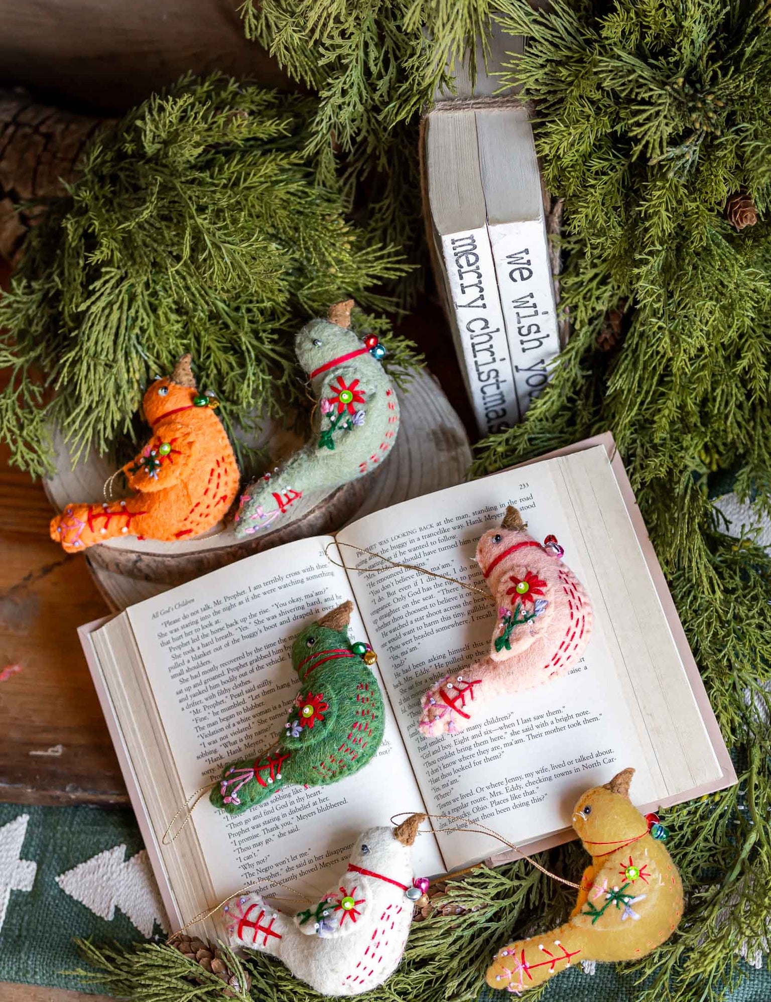 Handmade Wool Bird Ornament Creative Co-Op