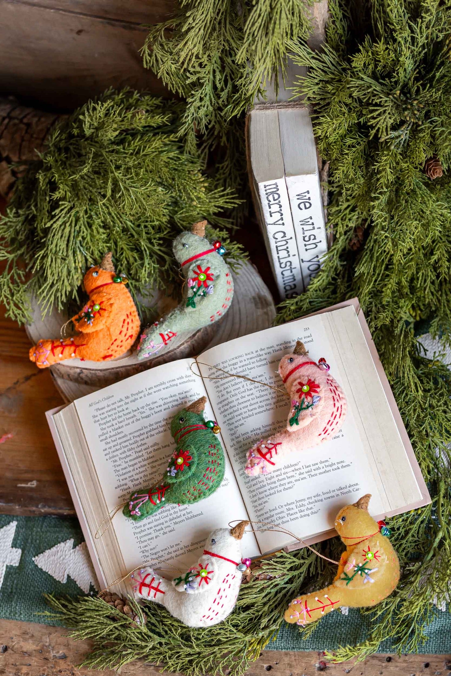 Handmade Wool Bird Ornament Creative Co-Op