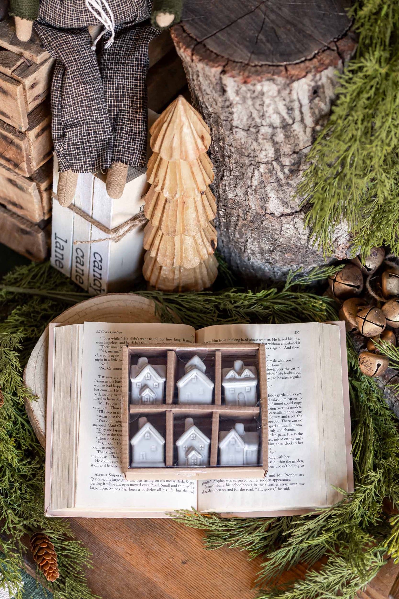 Stoneware Village House Ornament Set Creative Co-Op