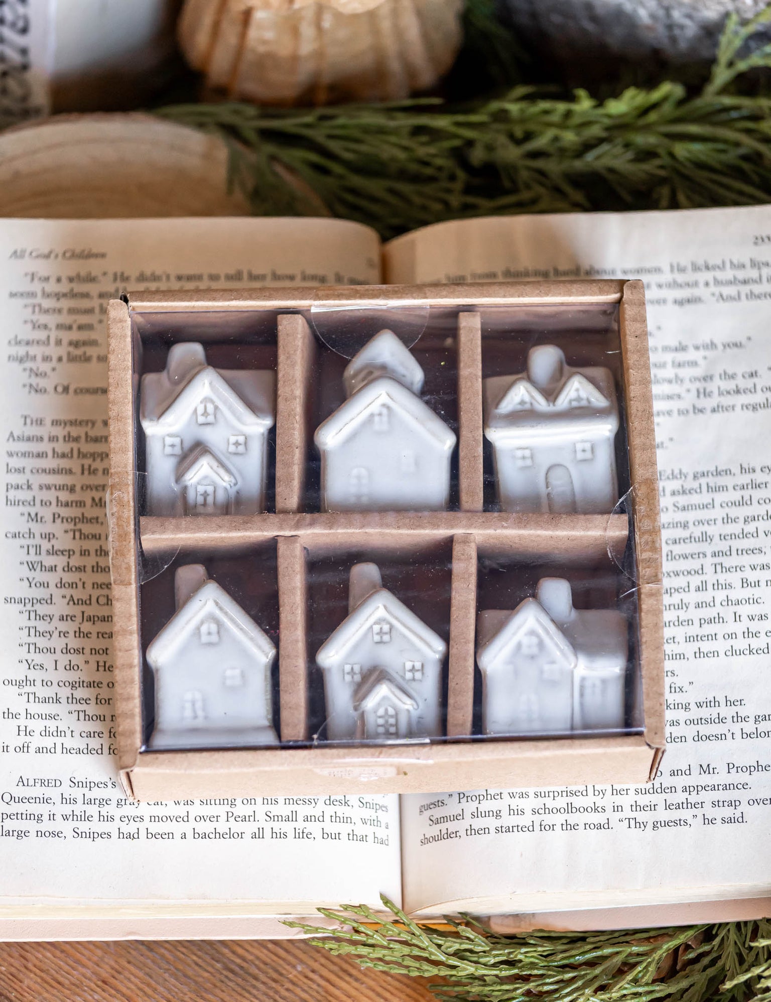 Stoneware Village House Ornament Set Creative Co-Op