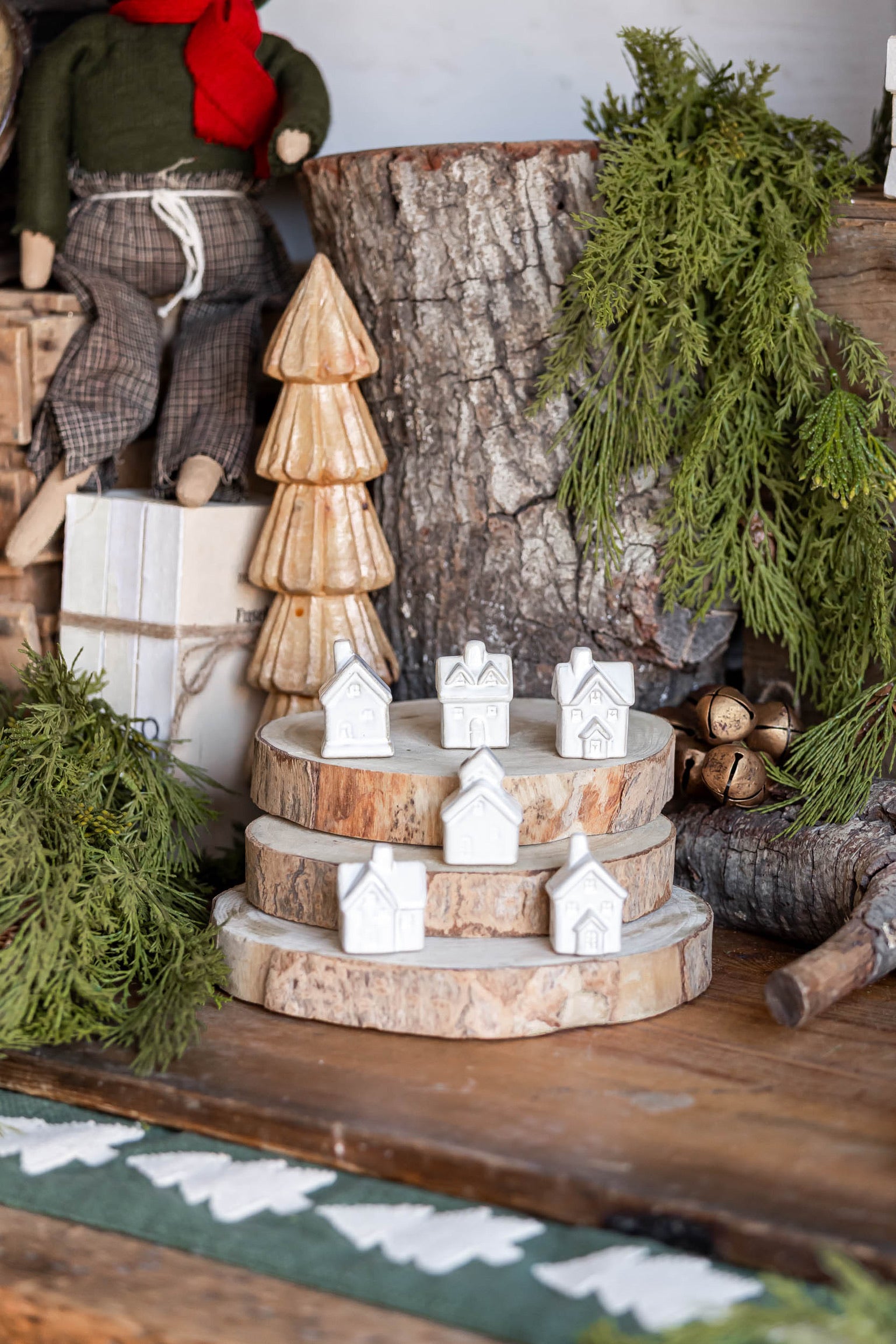 Stoneware Village House Ornament Set Creative Co-Op