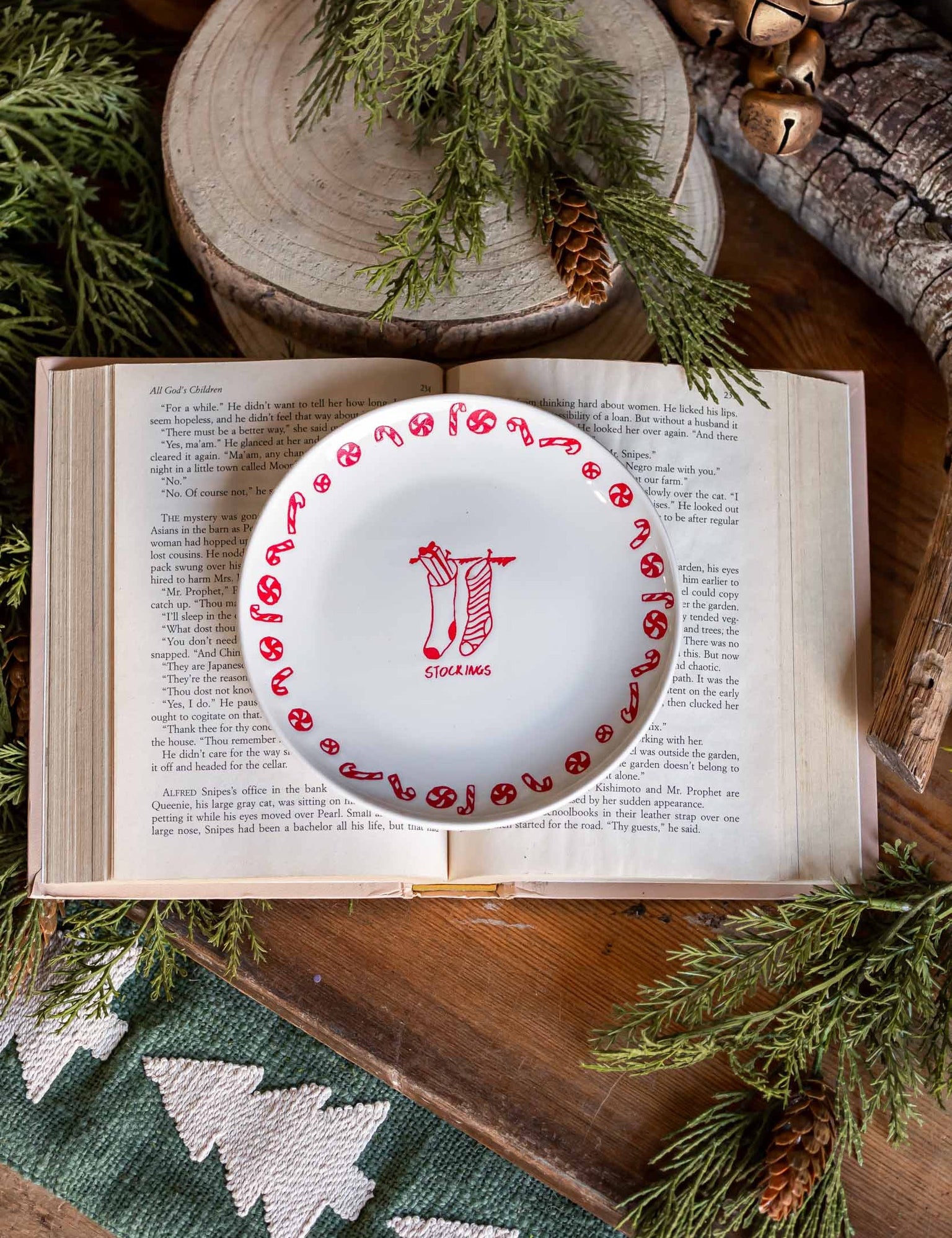 Stoneware Red Holiday Icon Dish Creative Co-Op