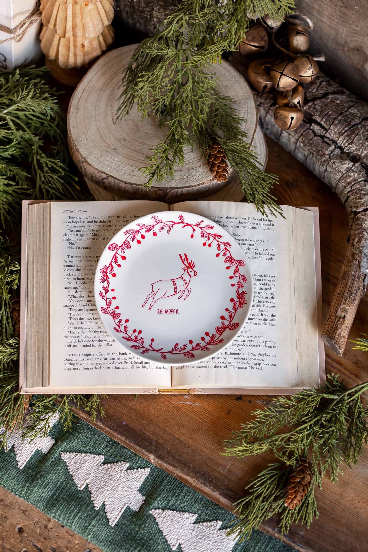 Stoneware Red Holiday Icon Dish Creative Co-Op