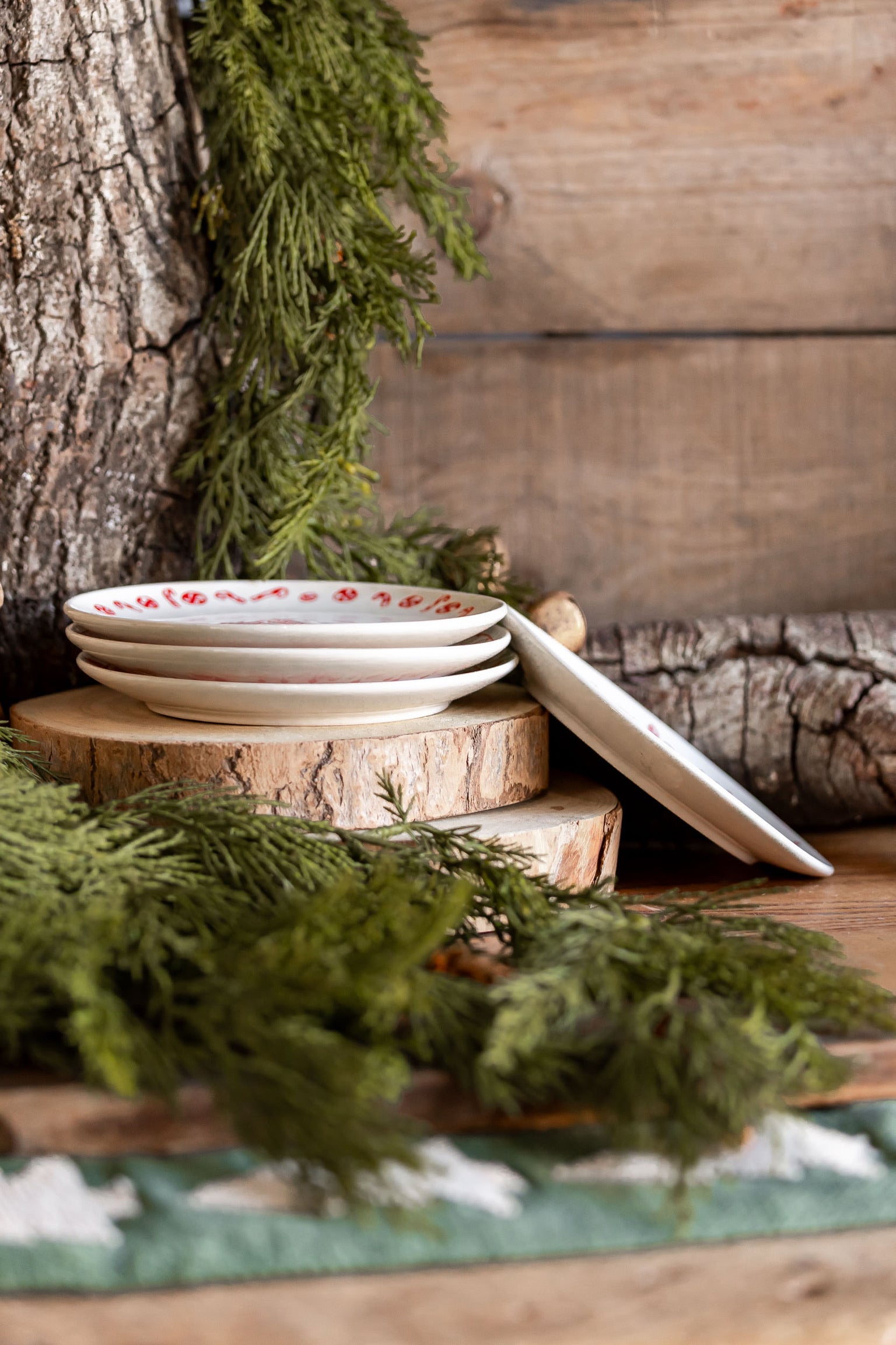 Stoneware Red Holiday Icon Dish Creative Co-Op