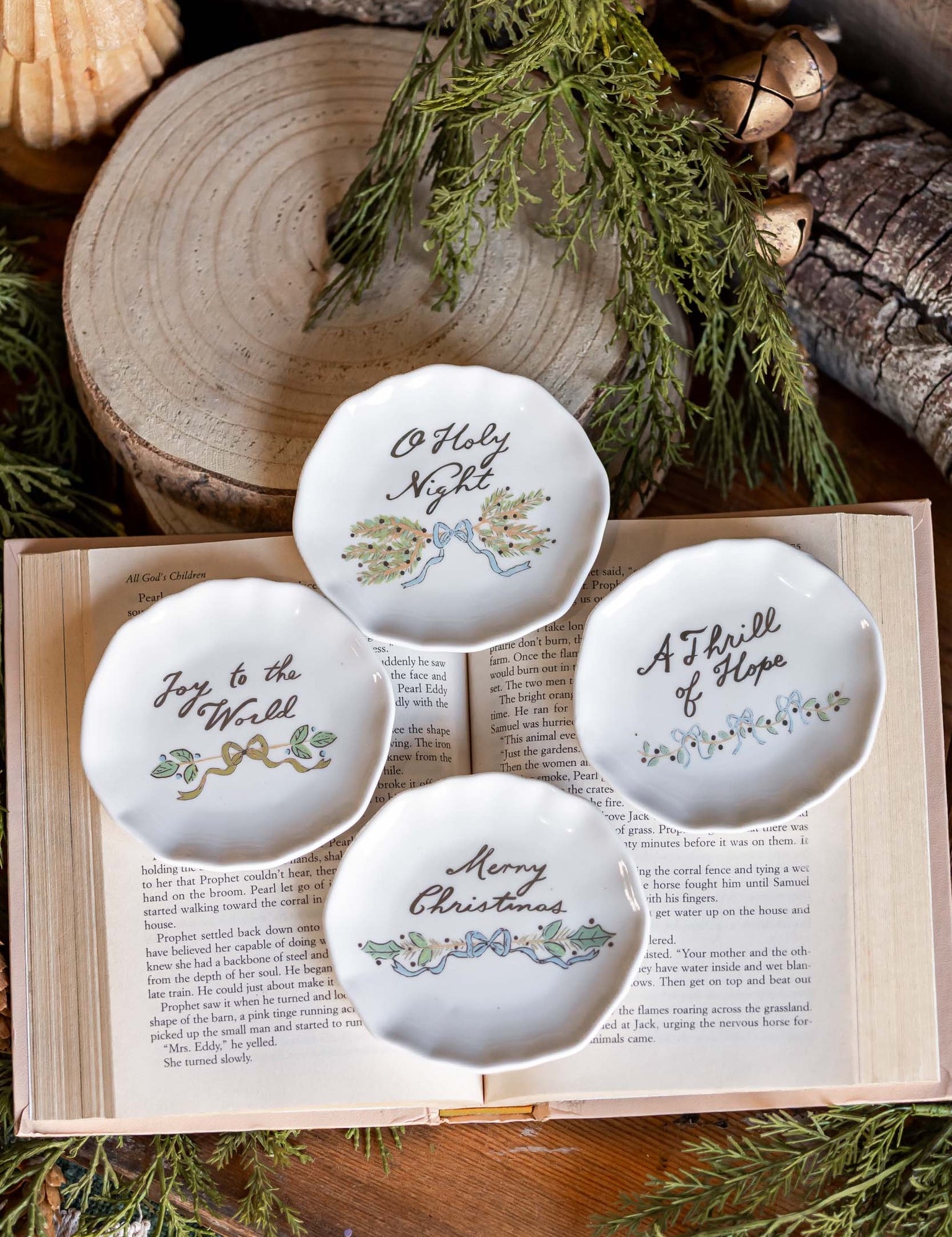 Stoneware Holiday Saying Plate Creative Co-Op