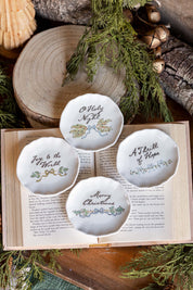 Stoneware Holiday Saying Plate Creative Co-Op