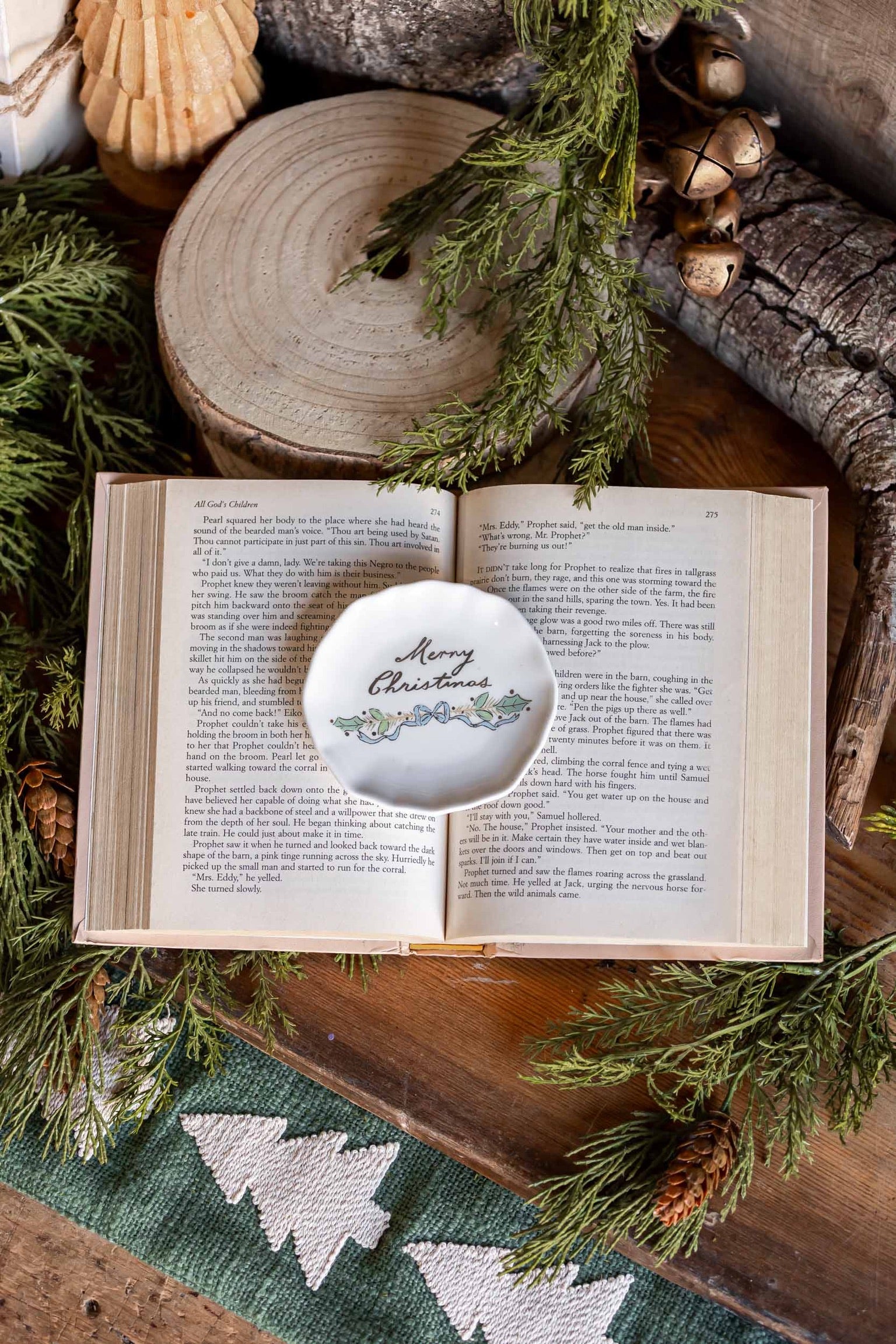 Stoneware Holiday Saying Plate Creative Co-Op