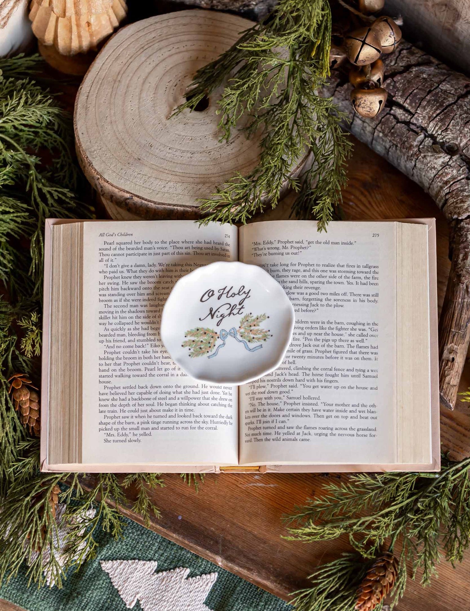 Stoneware Holiday Saying Plate Creative Co-Op
