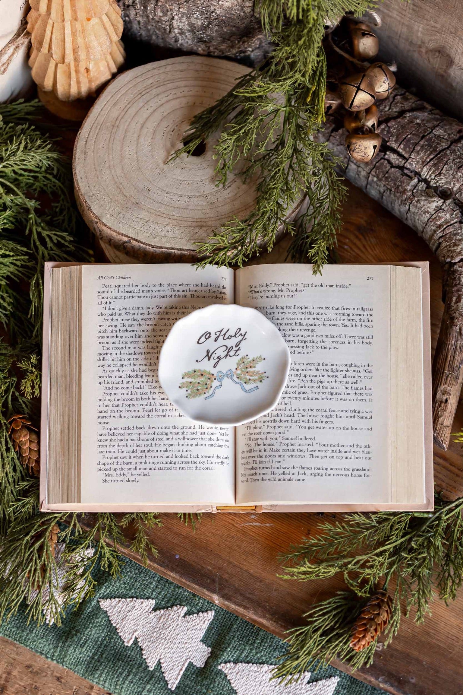 Stoneware Holiday Saying Plate Creative Co-Op