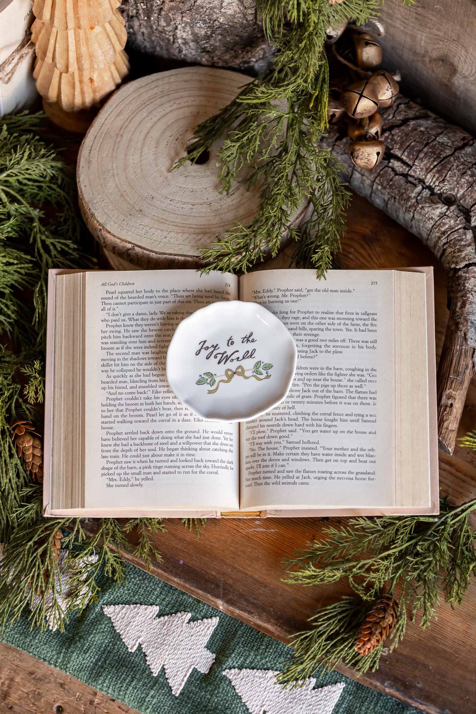 Stoneware Holiday Saying Plate Creative Co-Op
