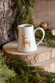 Embossed Stoneware Holiday Animals Creamer Creative Co-Op