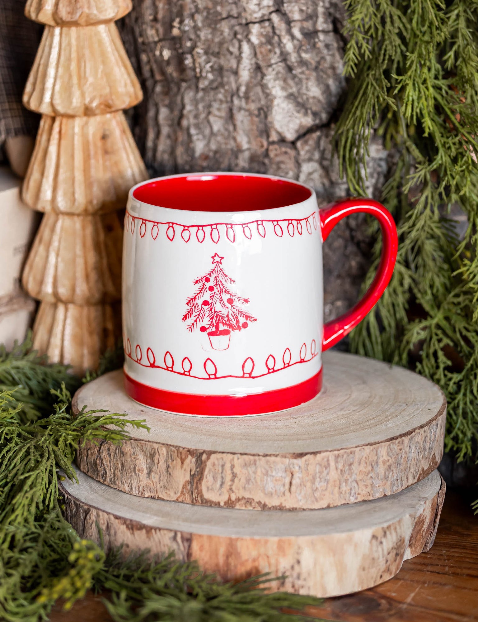 Stoneware Red Holiday Icon Mug Creative Co-Op