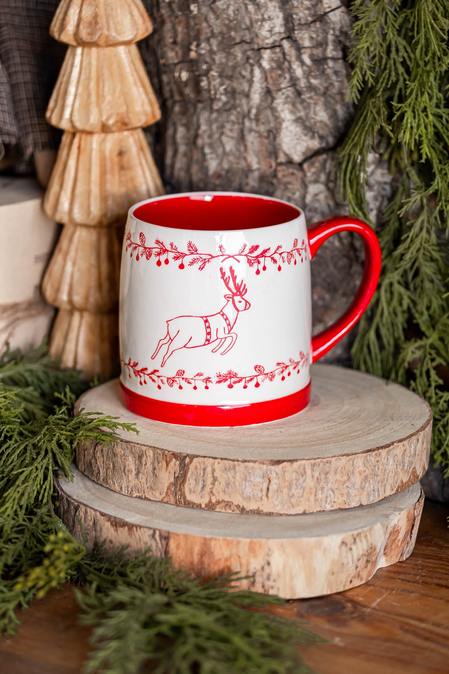 Stoneware Red Holiday Icon Mug Creative Co-Op