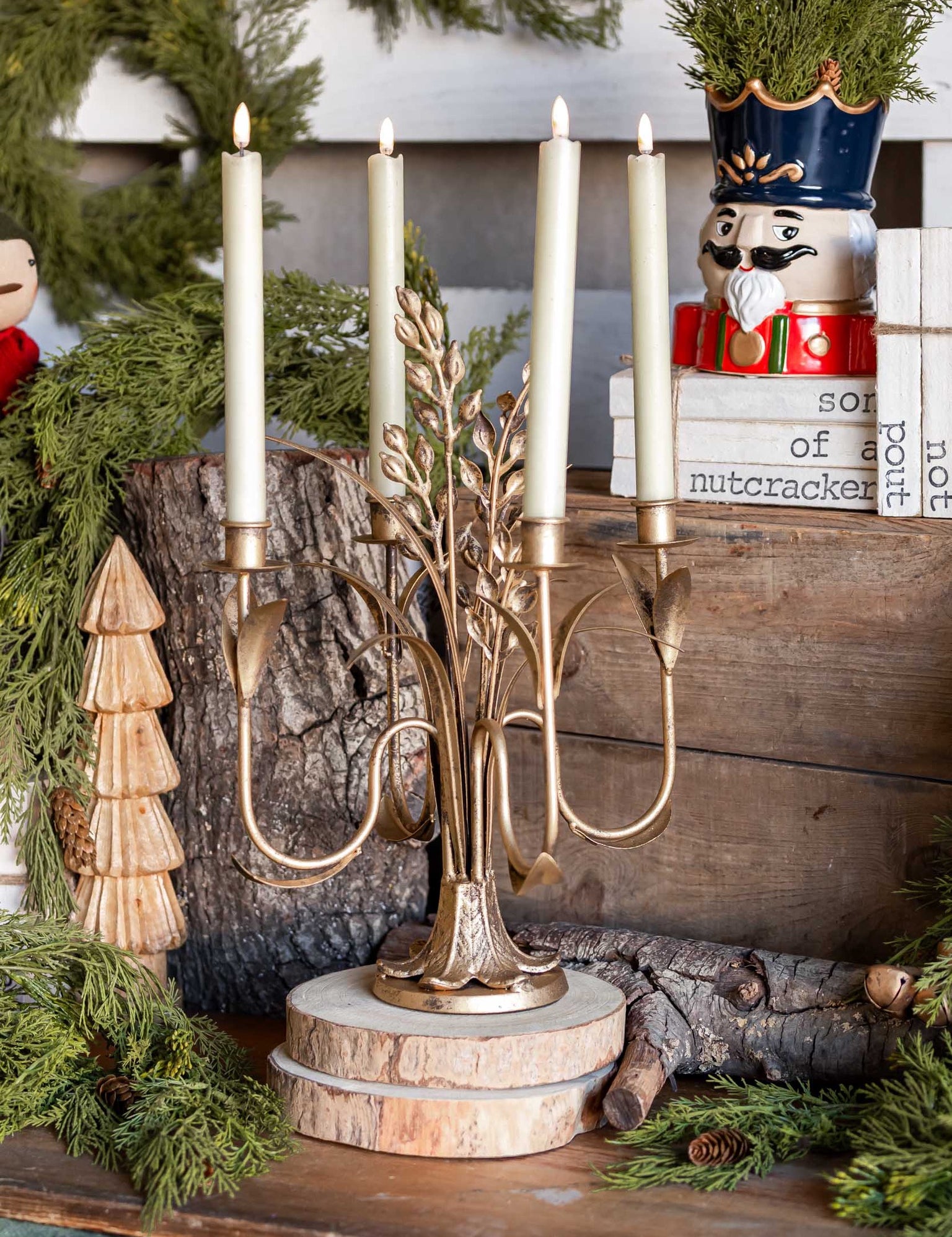 Golden Berry Sprig Candelabra Raz Imports