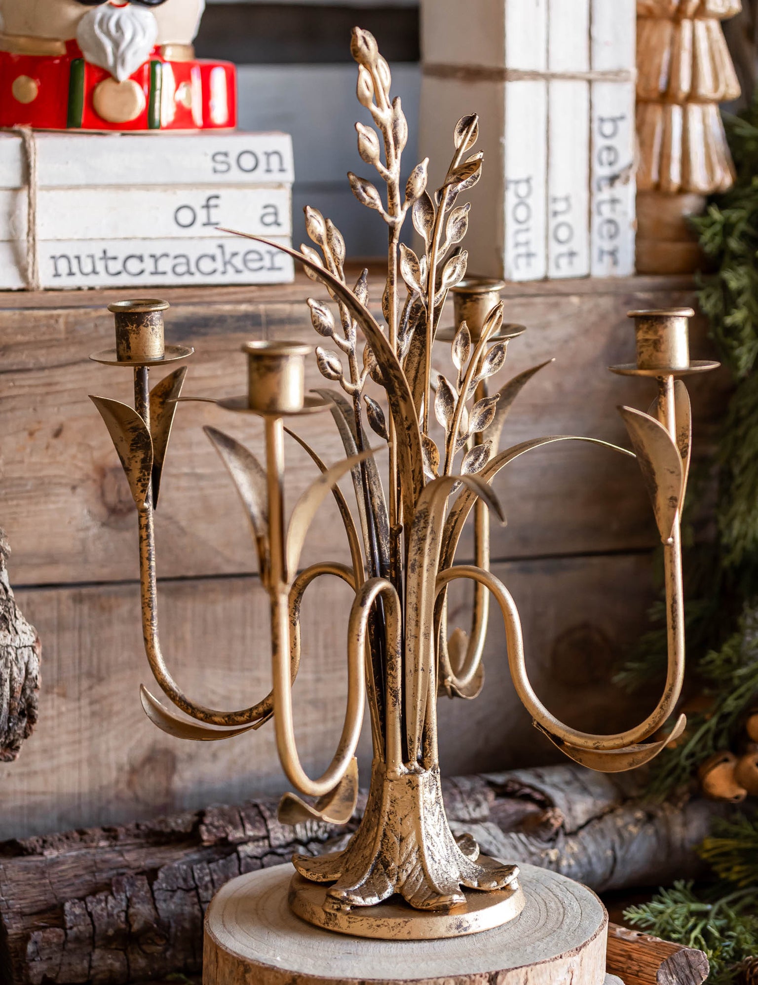 Golden Berry Sprig Candelabra Raz Imports