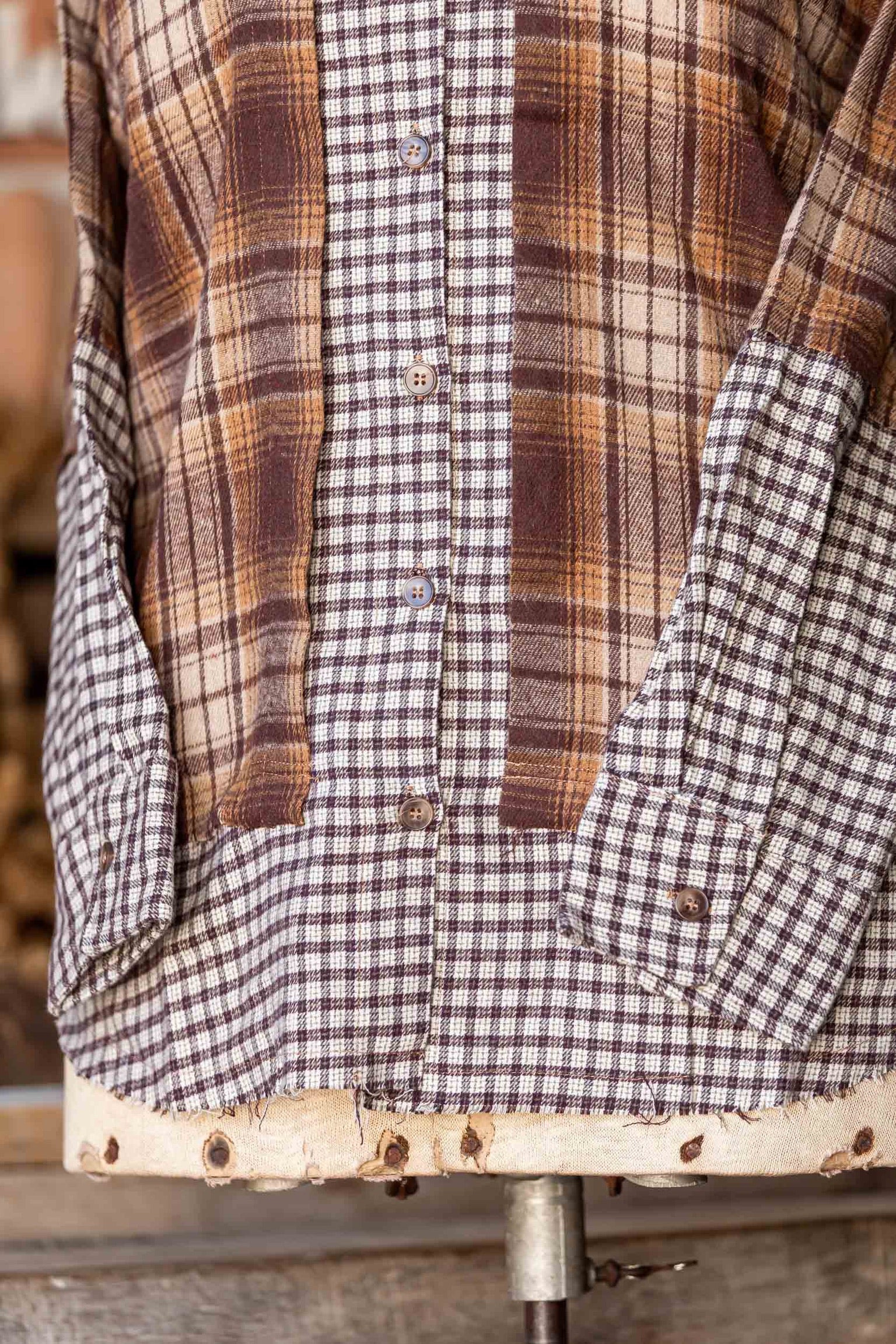 Earthy Mixed Plaid Flannel Button Down VERY J